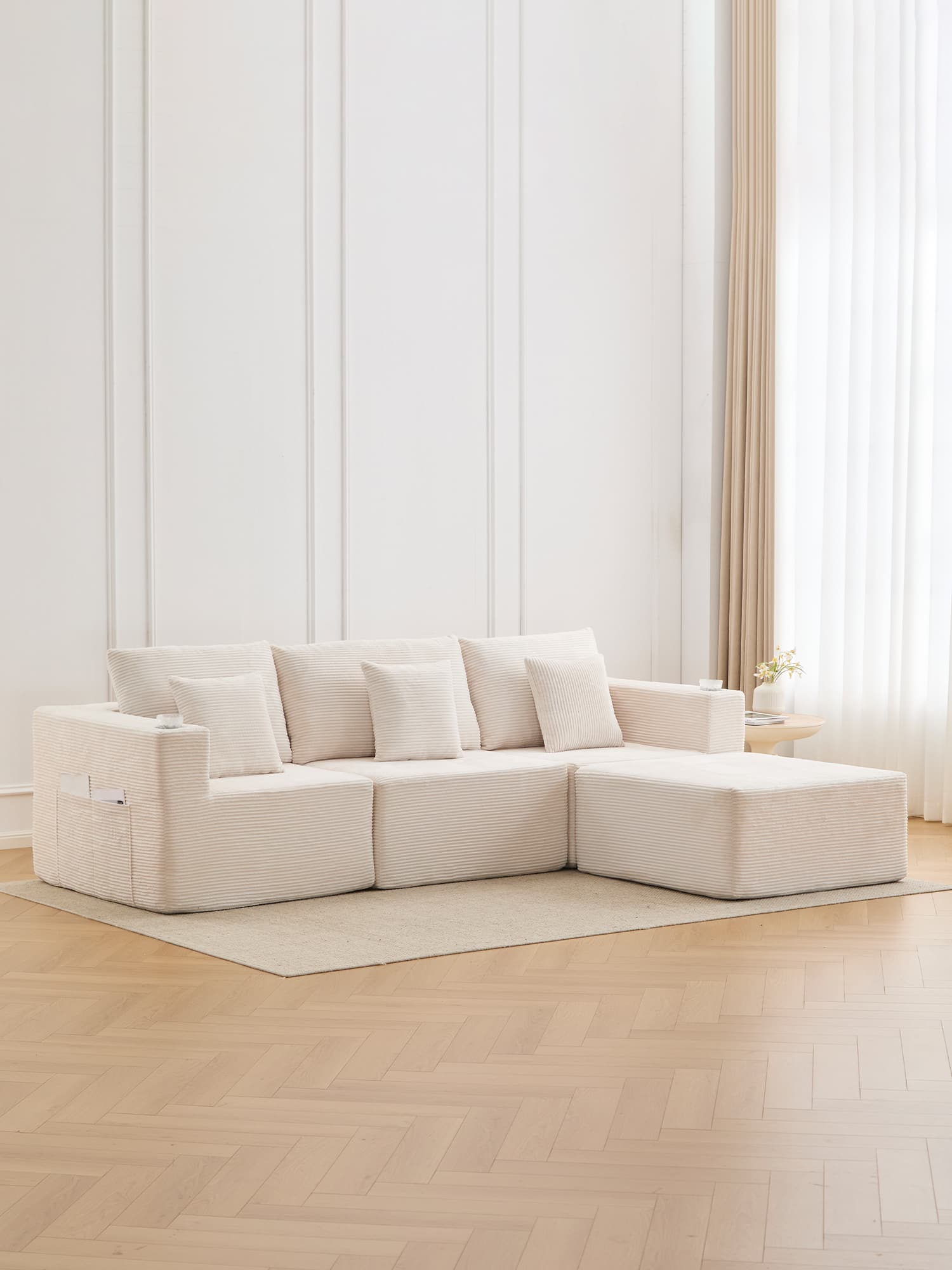 Hestia Compressed Modular Sofa with Cup Holders & Storage