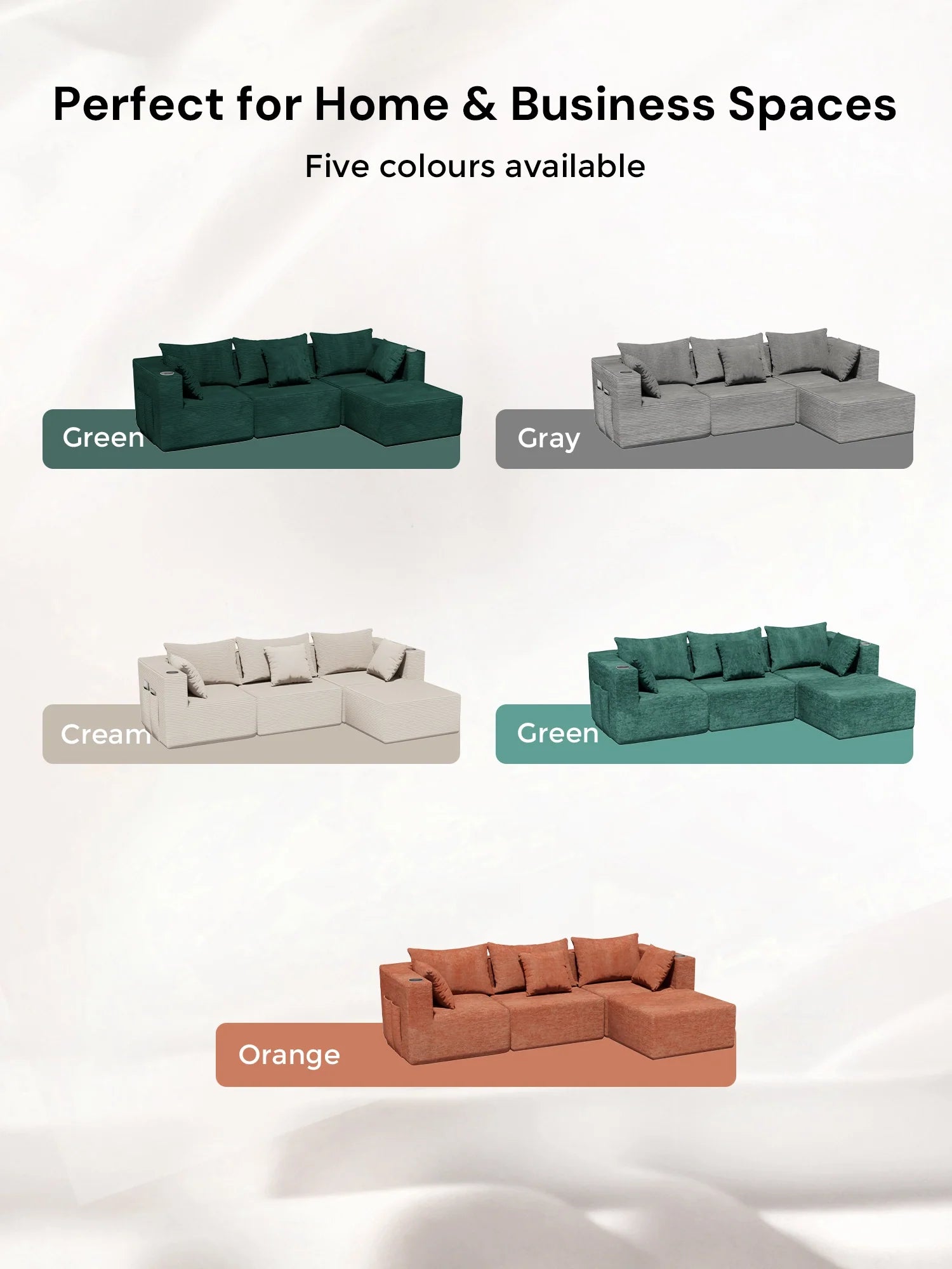 Hestia Compressed Modular Sofa with Cup Holders & Storage