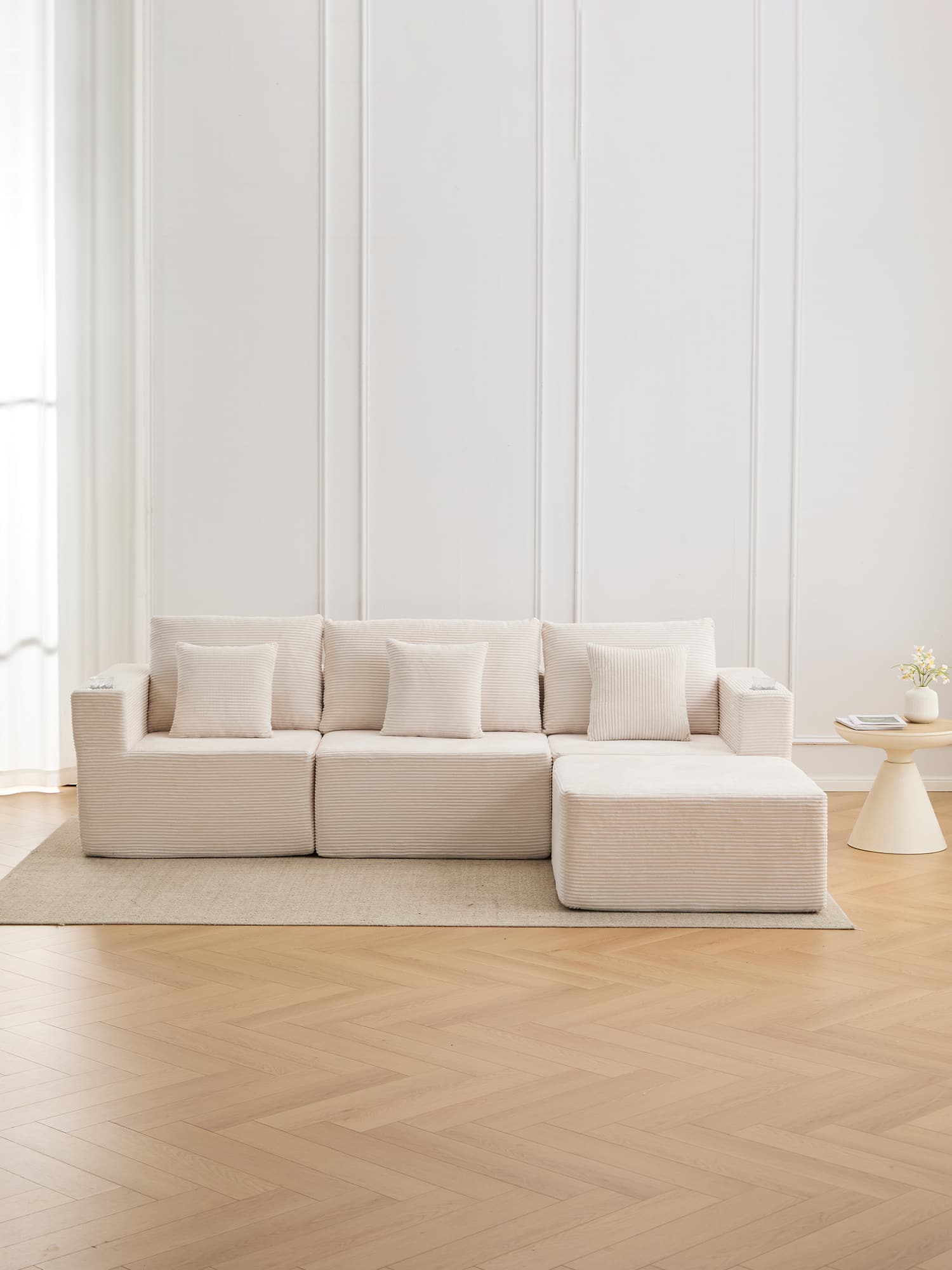 Hestia Compressed Modular Sofa with Cup Holders & Storage