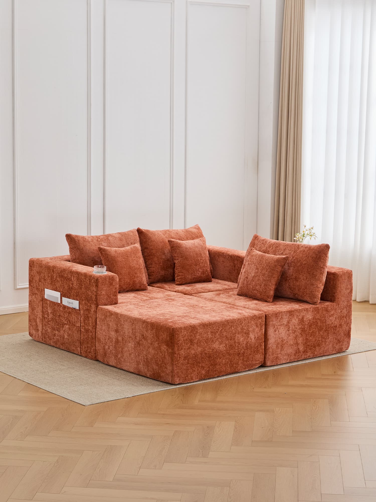 Hestia Compressed Modular Sofa with Cup Holders & Storage