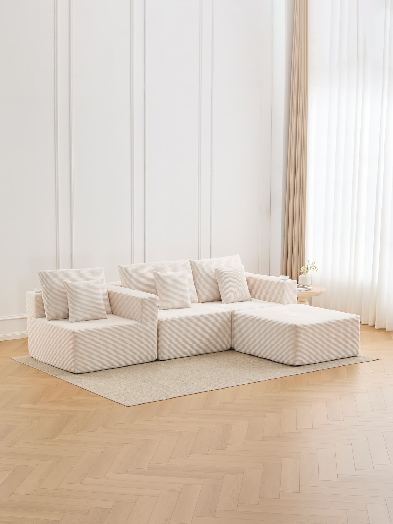 Hestia Compressed Modular Sofa with Cup Holders & Storage