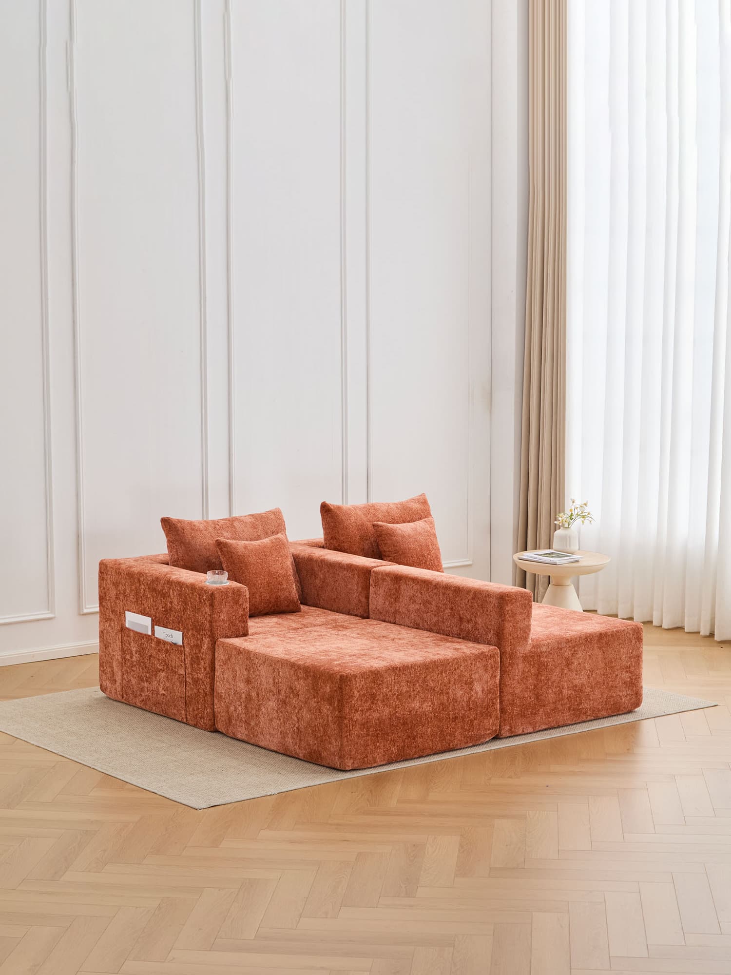 Hestia Compressed Modular Sofa with Cup Holders & Storage