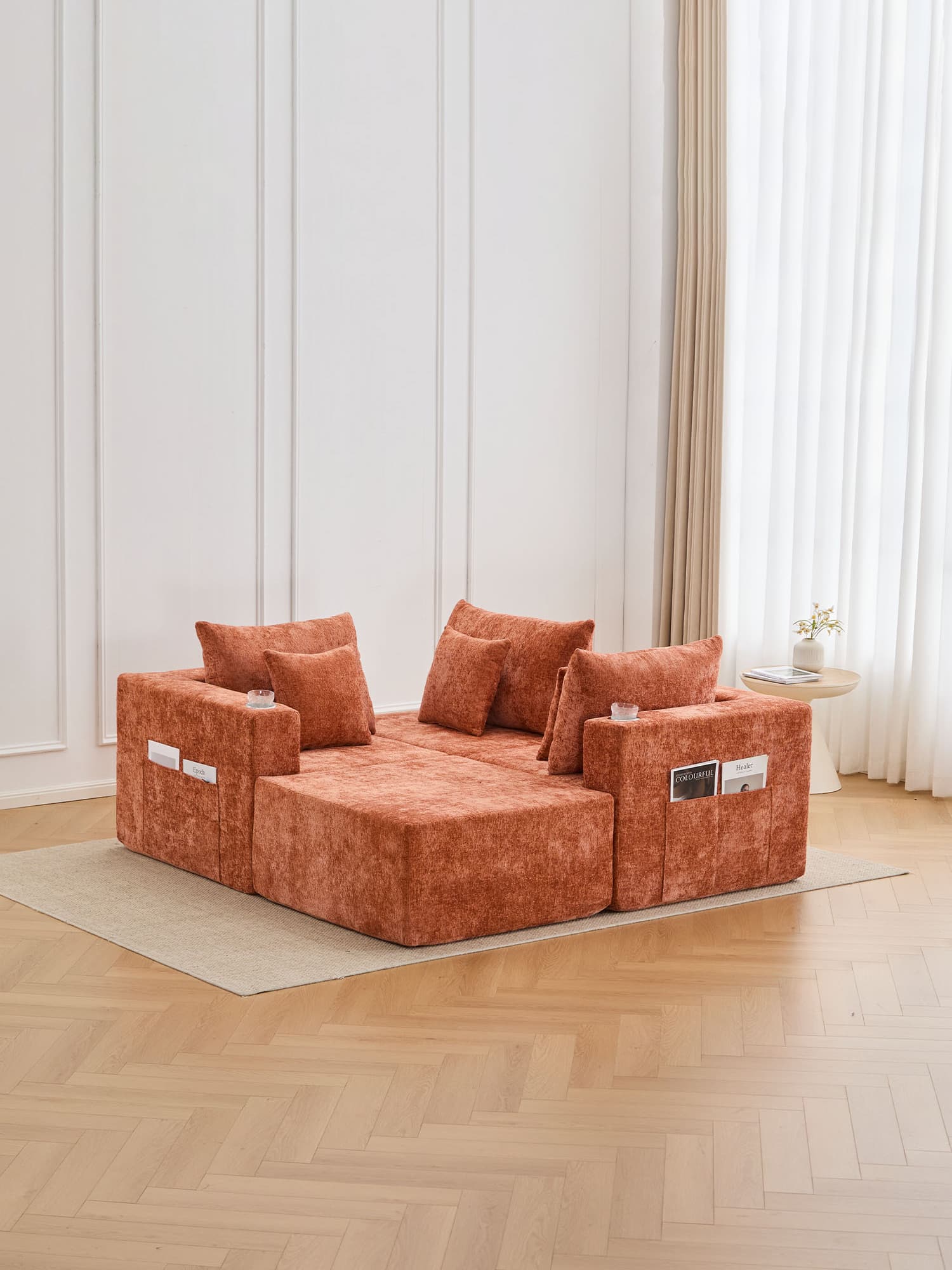 Hestia Compressed Modular Sofa with Cup Holders & Storage