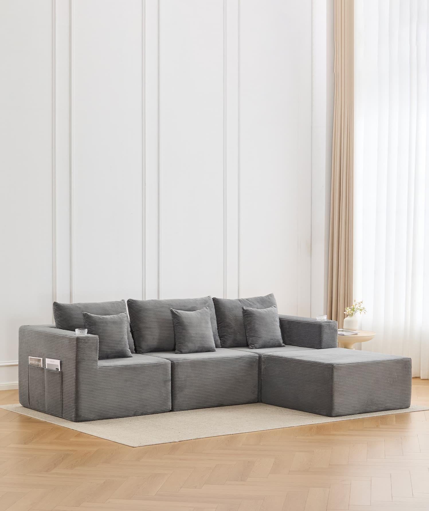 Hestia Compressed Modular Sofa with Cup Holders & Storage