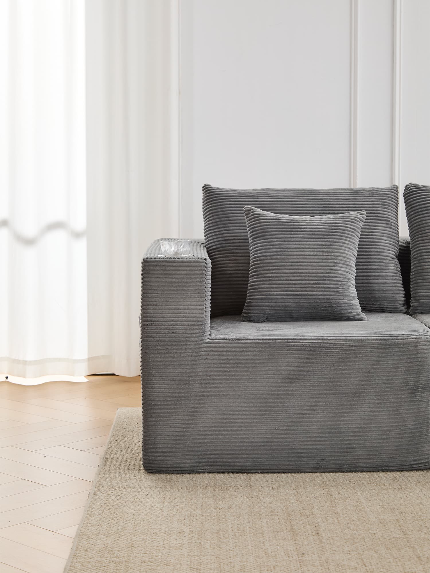 Hestia Compressed Modular Sofa with Cup Holders & Storage