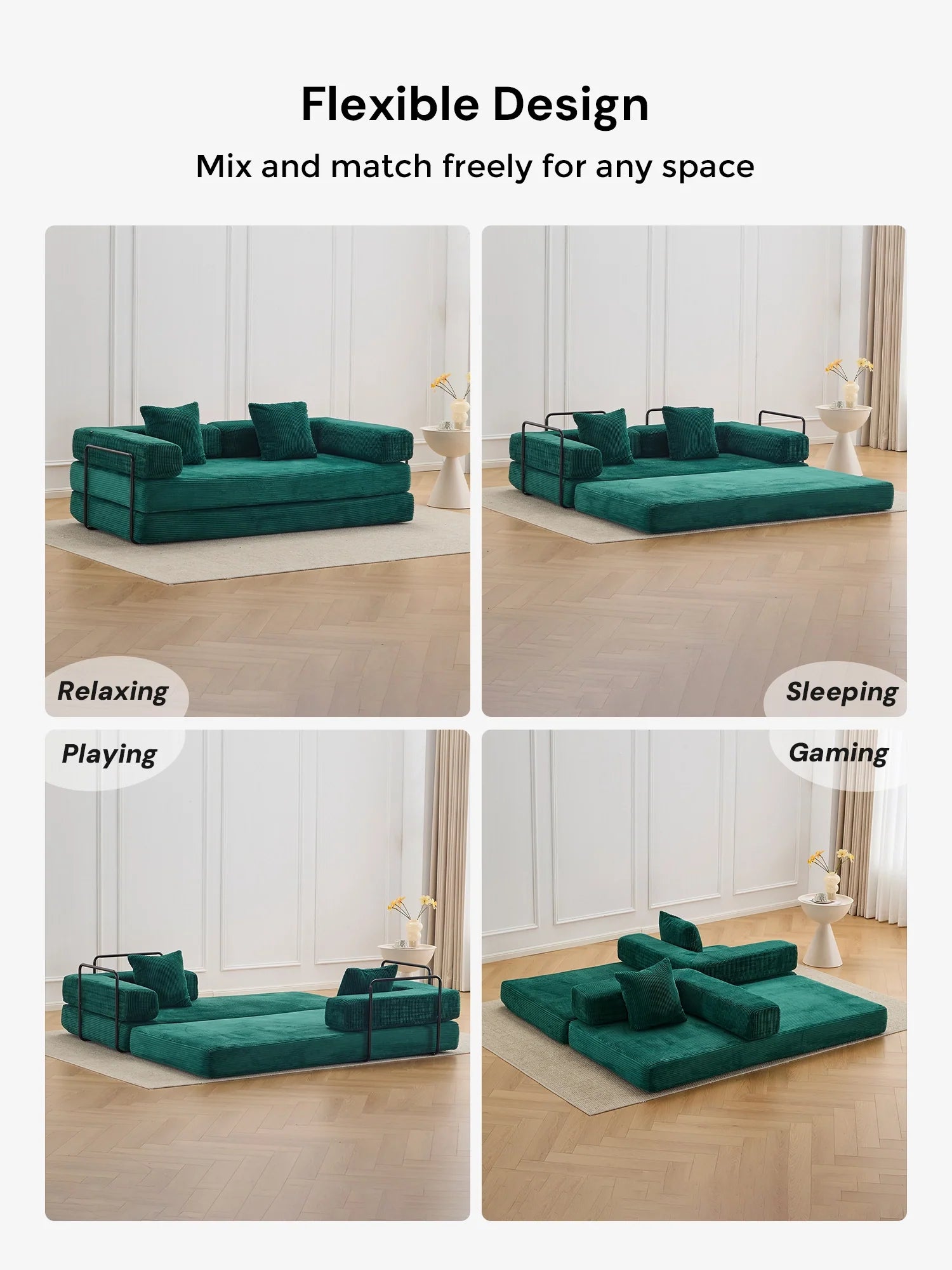 Selene Compressed Modular Sofa Bed-14.2" Seat Height