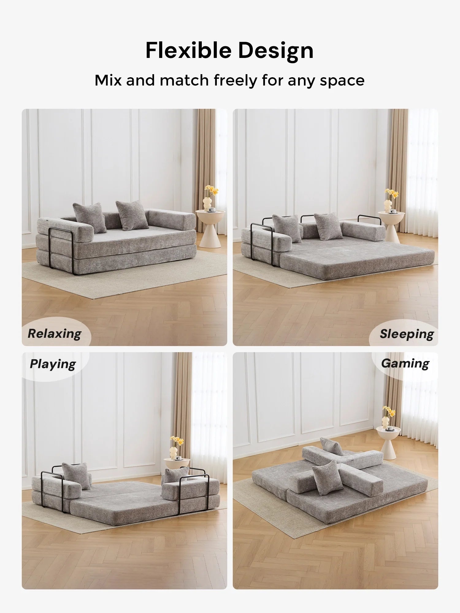 Selene Compressed Modular Sofa Bed-14.2" Seat Height