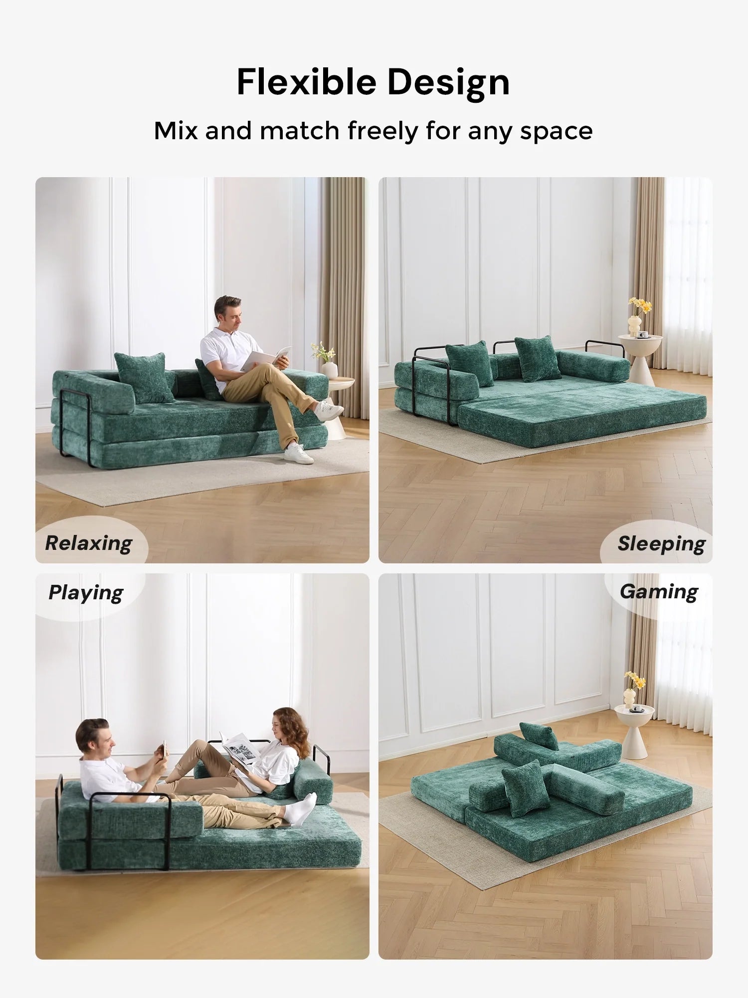 Selene Compressed Modular Sofa Bed-14.2" Seat Height
