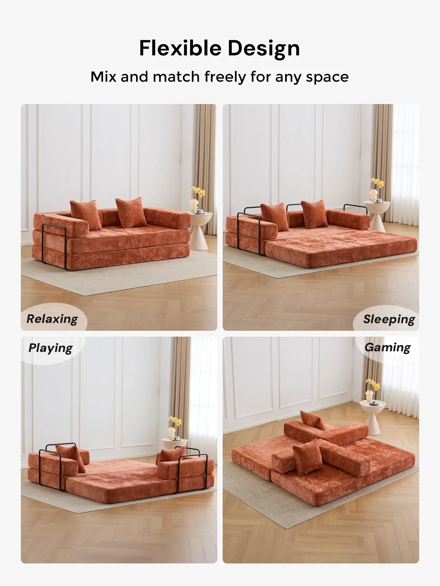 Selene Compressed Modular Sofa Bed-14.2" Seat Height