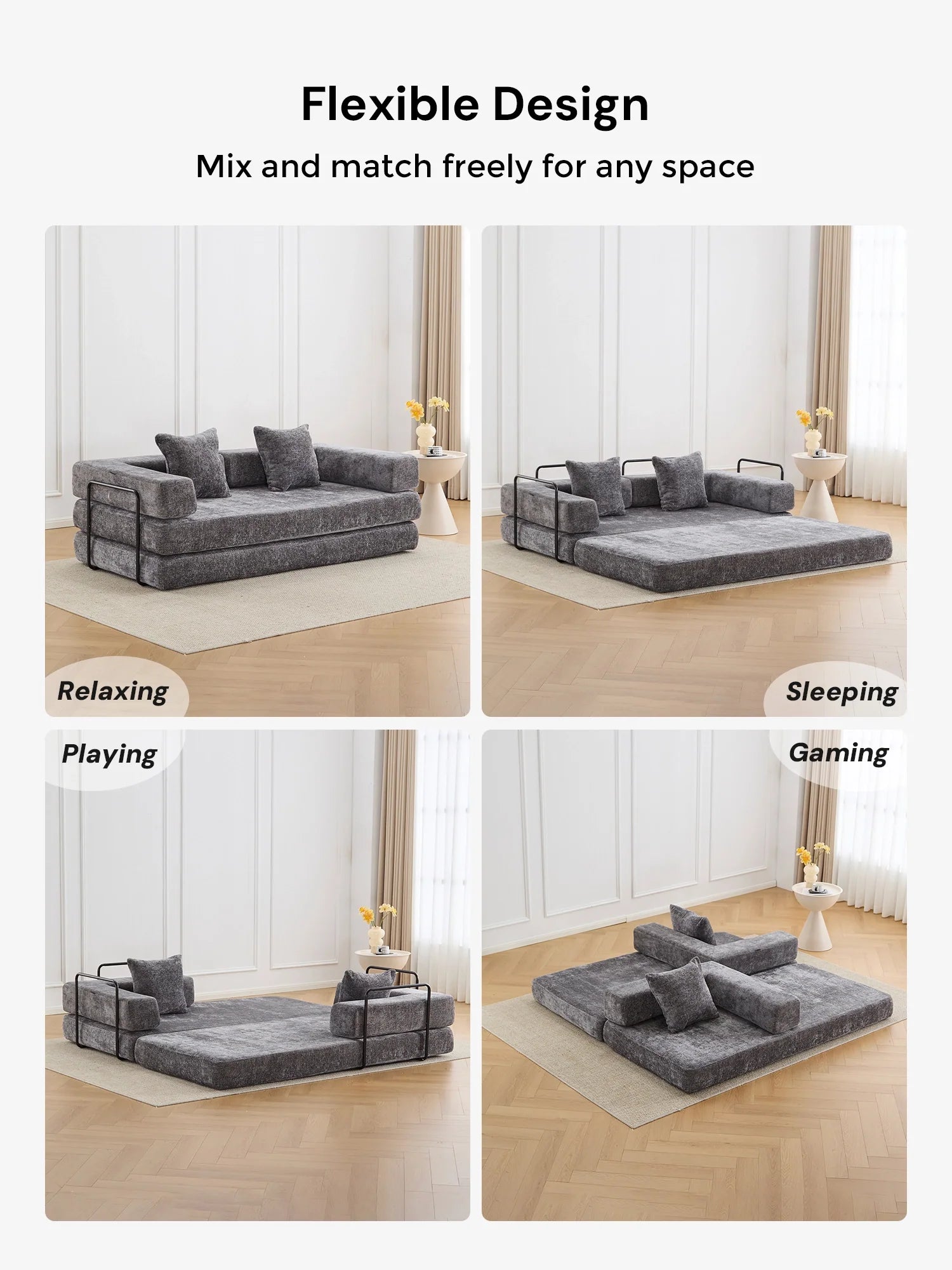 Selene Compressed Modular Sofa Bed-14.2" Seat Height
