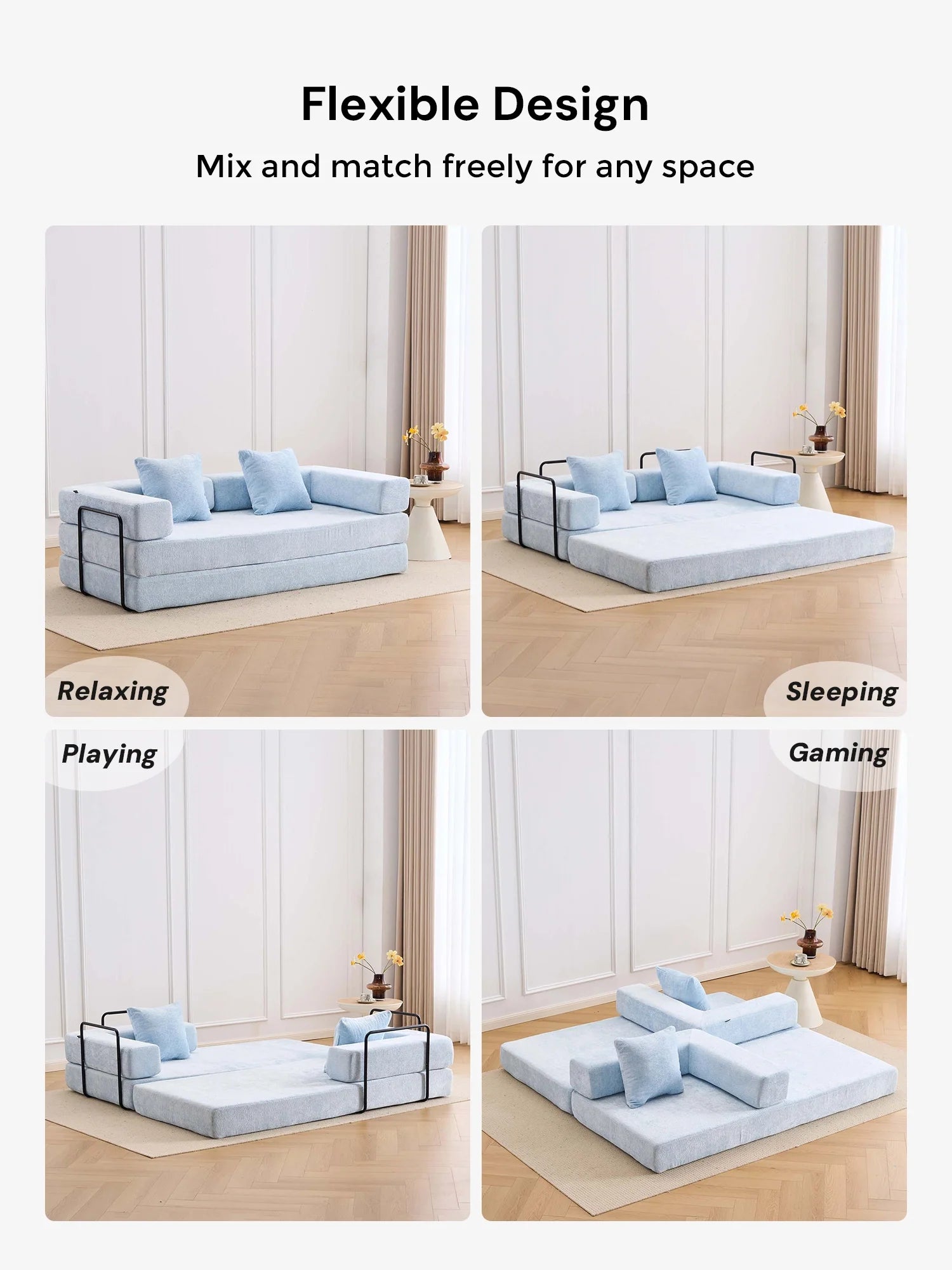 Selene Compressed Modular Sofa Bed-14.2" Seat Height