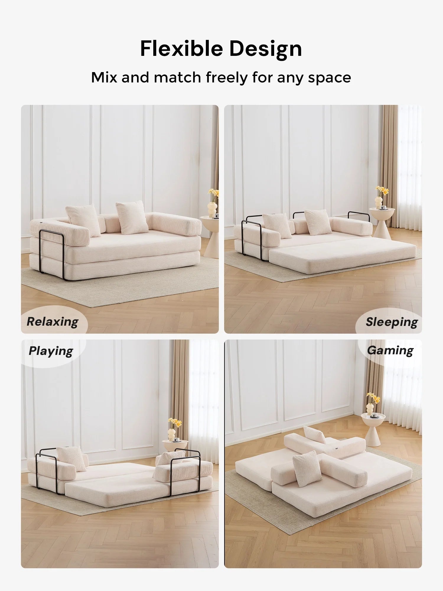 Selene Compressed Modular Sofa Bed-14.2" Seat Height