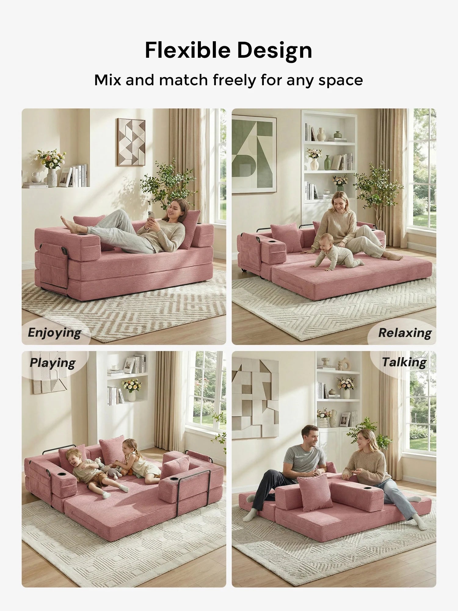 Selene Compressed Modular Sofa Bed-14.2" Seat Height