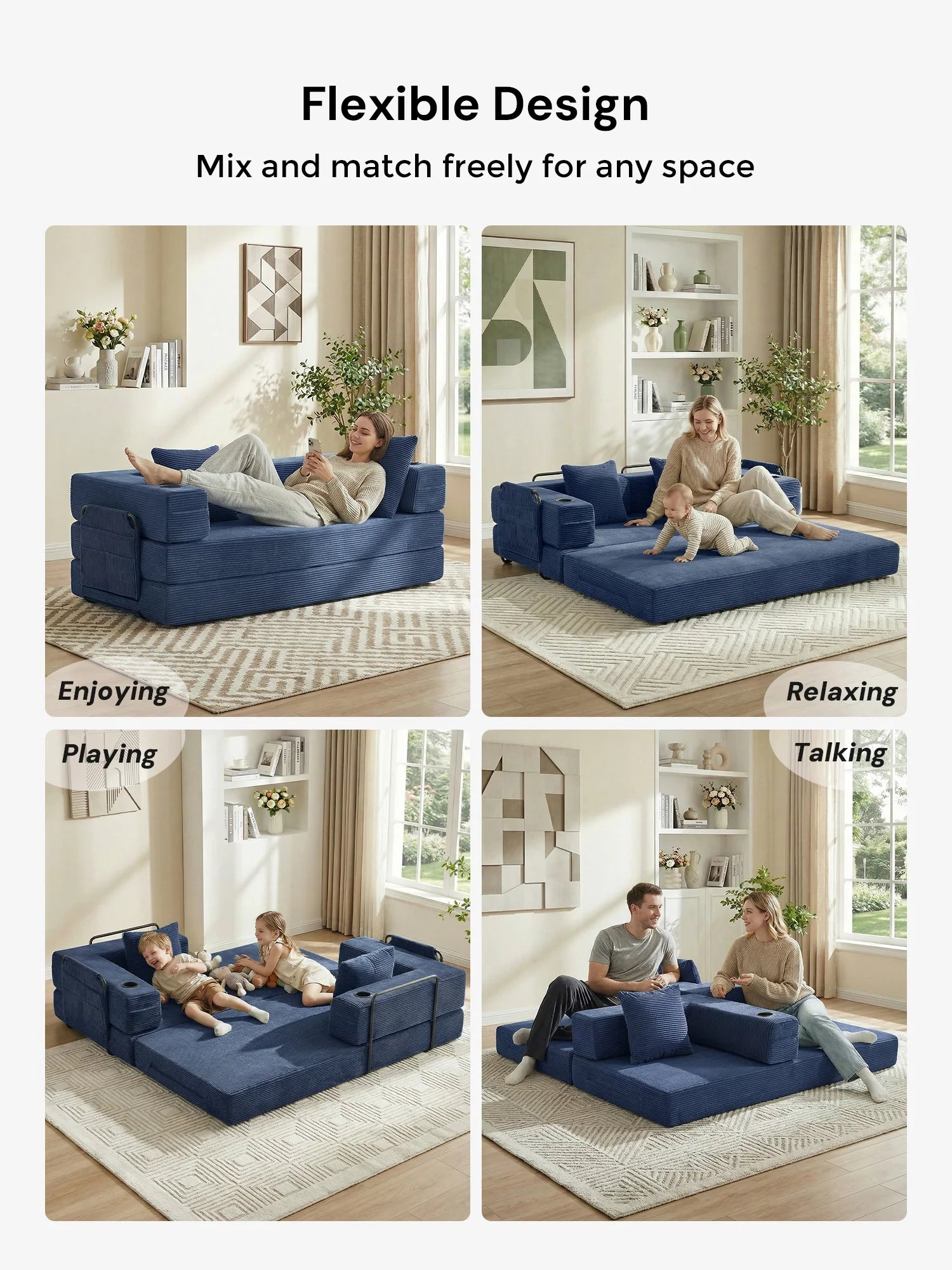 Selene Compressed Modular Sofa Bed-14.2" Seat Height