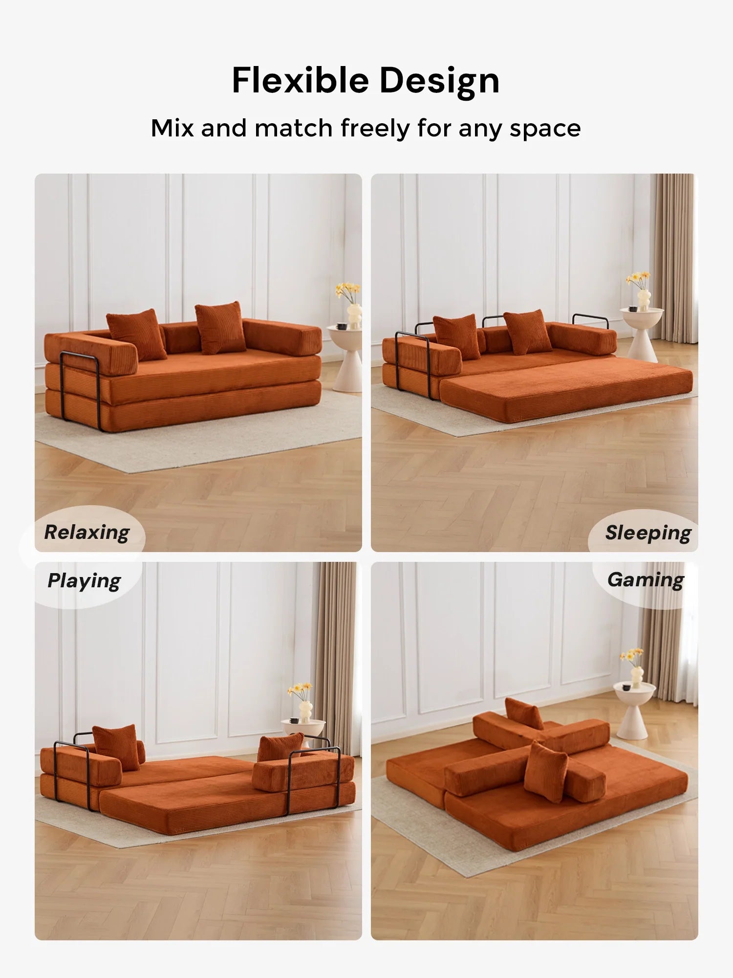 Selene Compressed Modular Sofa Bed-14.2" Seat Height