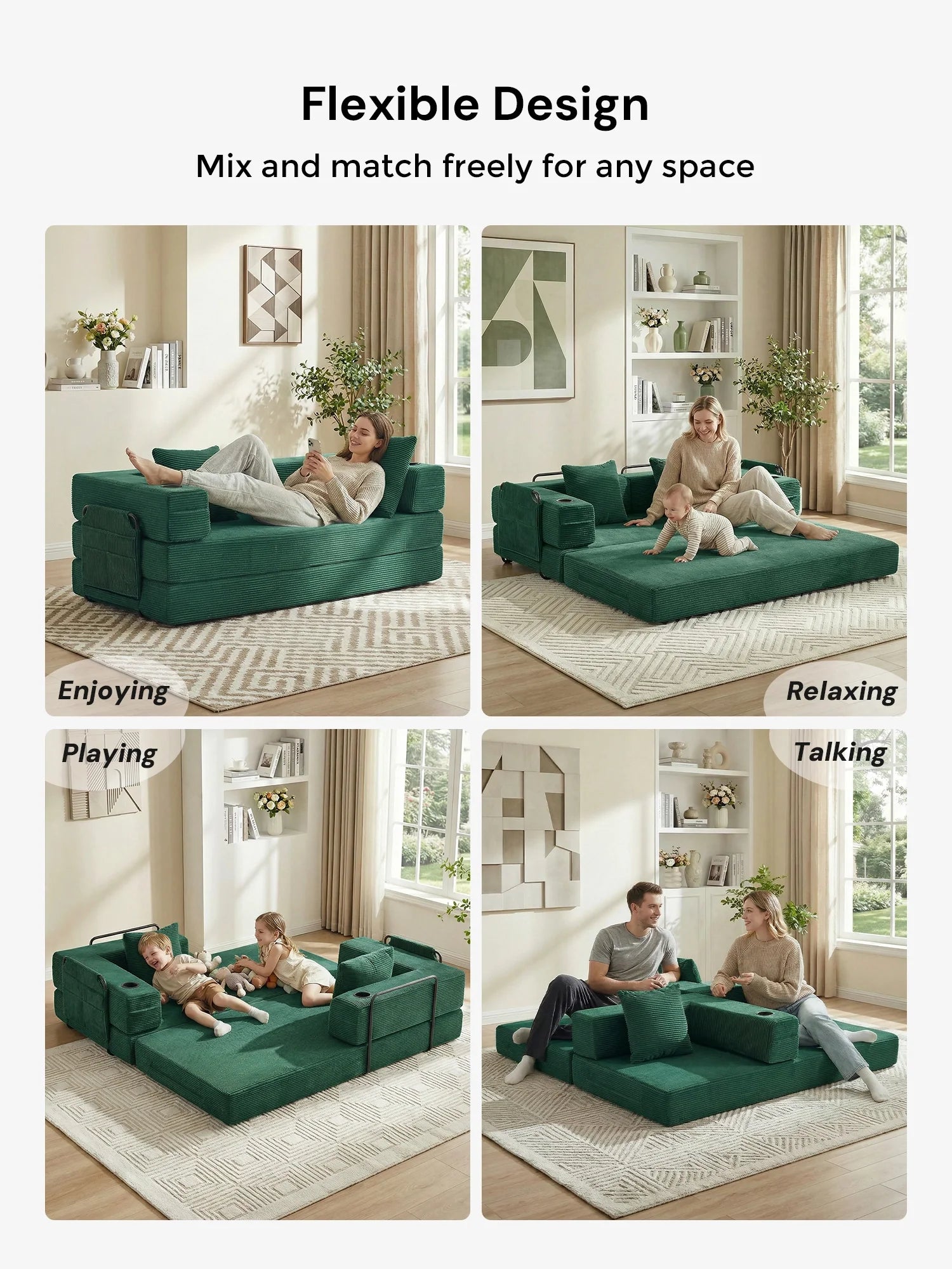 Selene Compressed Modular Sofa Bed-14.2" Seat Height