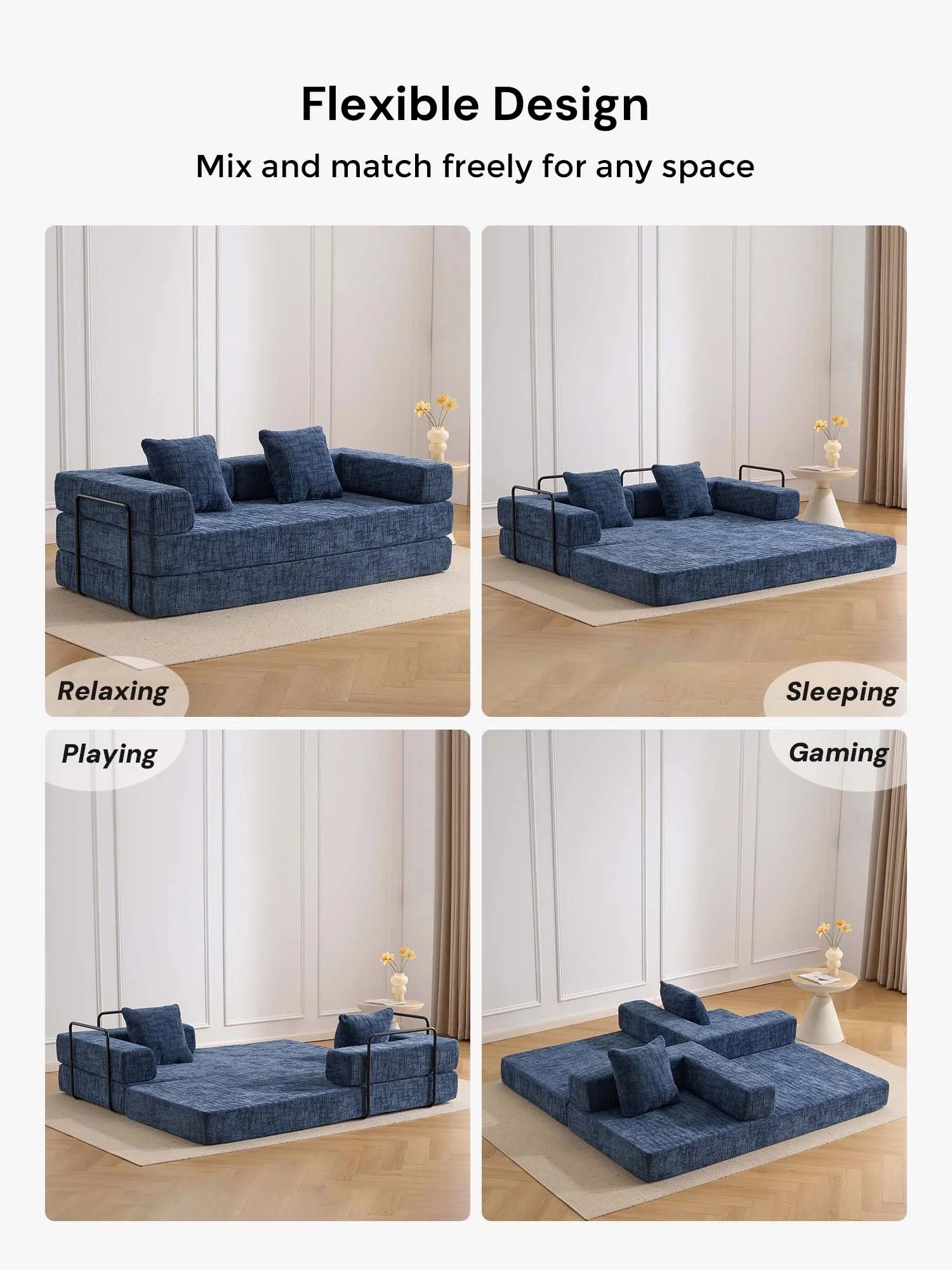 Selene Compressed Modular Sofa Bed-14.2" Seat Height
