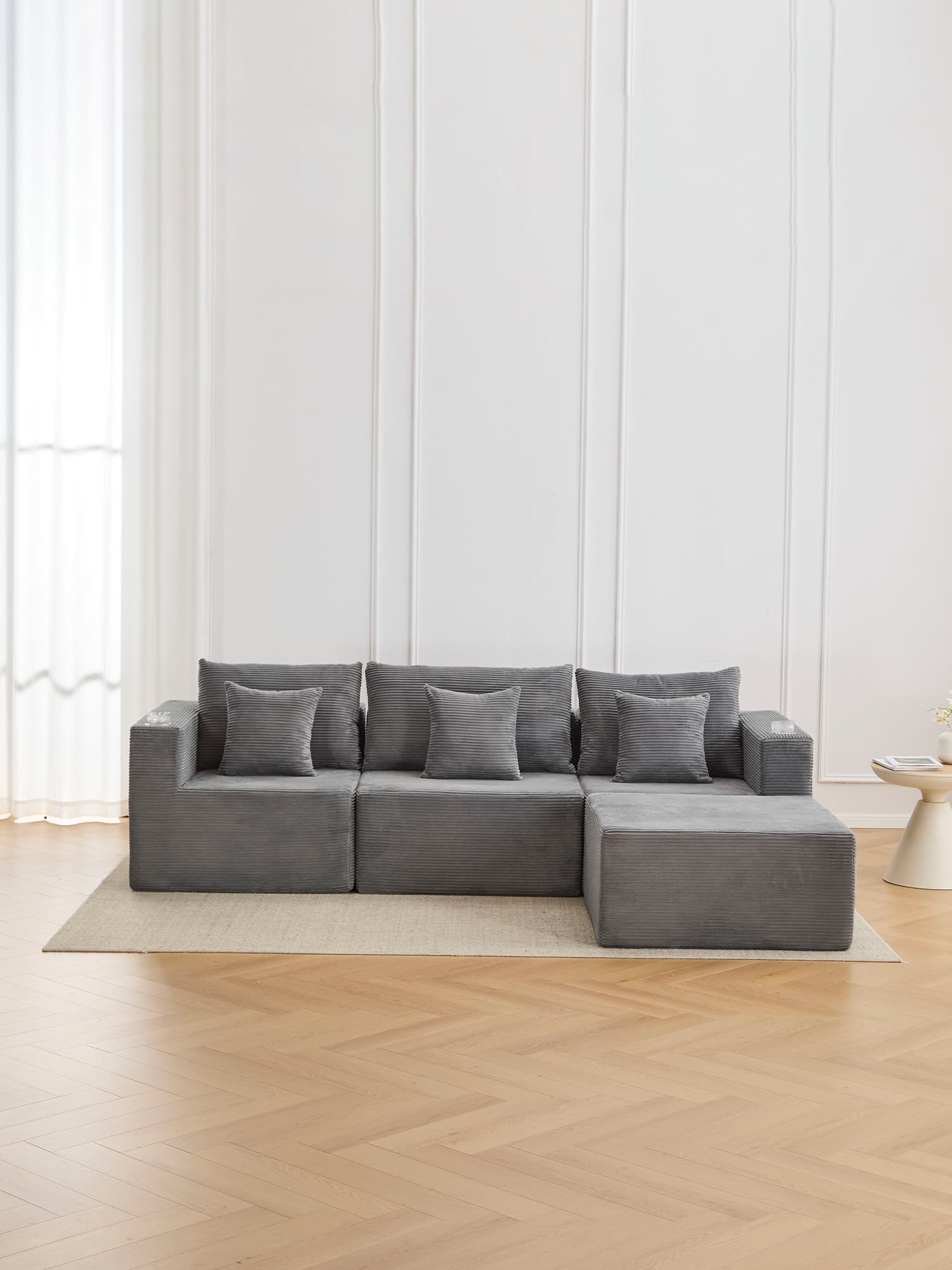 Hestia Compressed Modular Sofa with Cup Holders & Storage