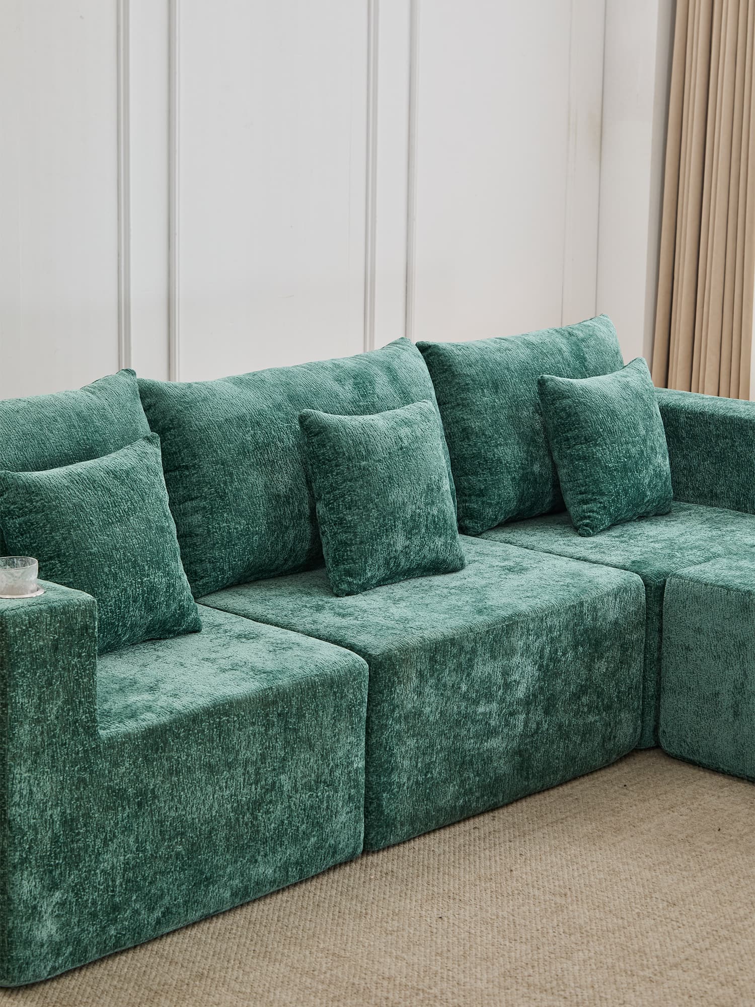 Hestia Compressed Modular Sofa with Cup Holders & Storage