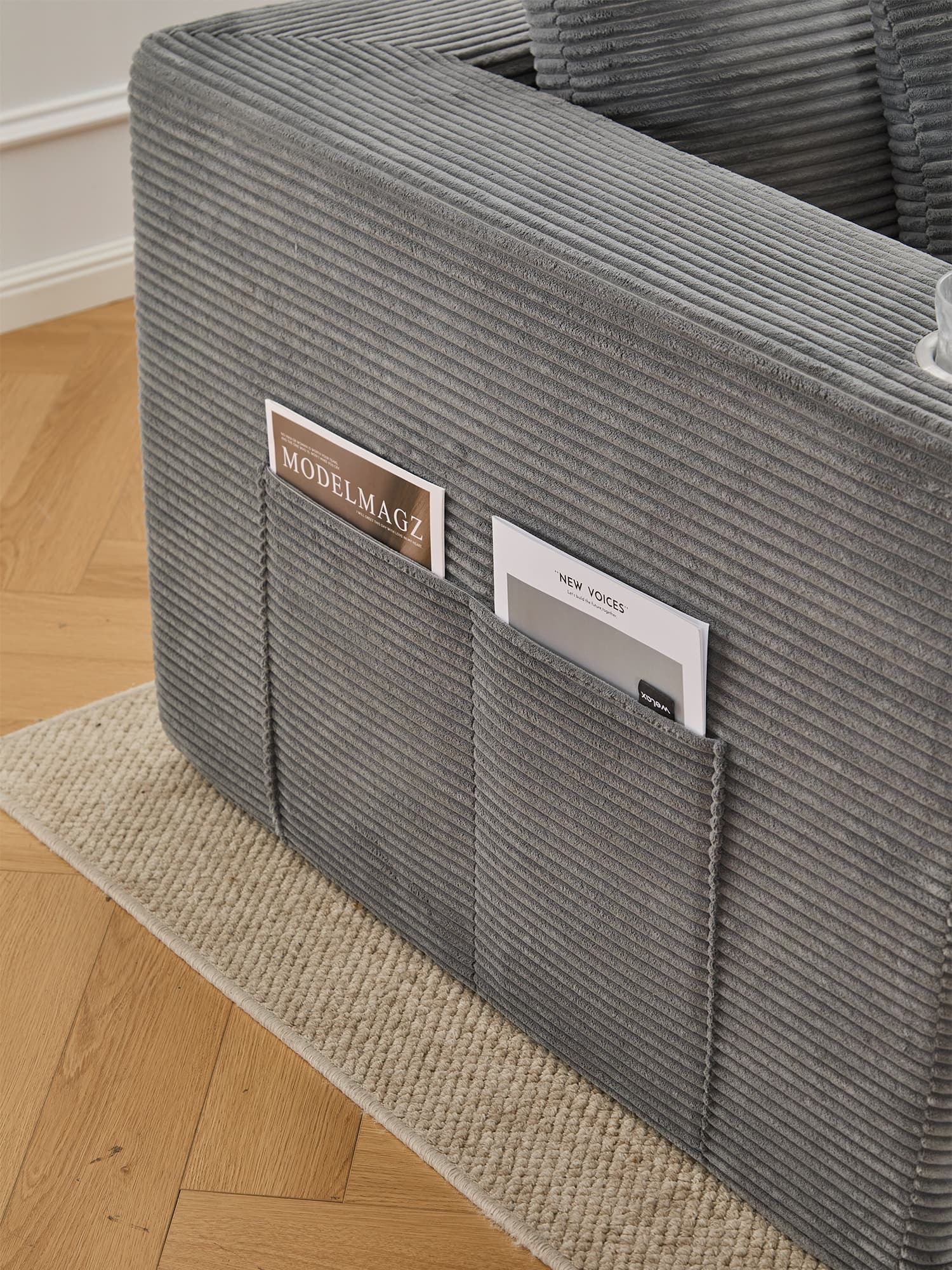 Hestia Compressed Modular Sofa with Cup Holders & Storage