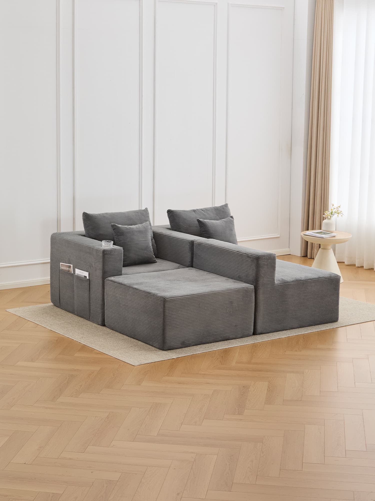 Hestia Compressed Modular Sofa with Cup Holders & Storage