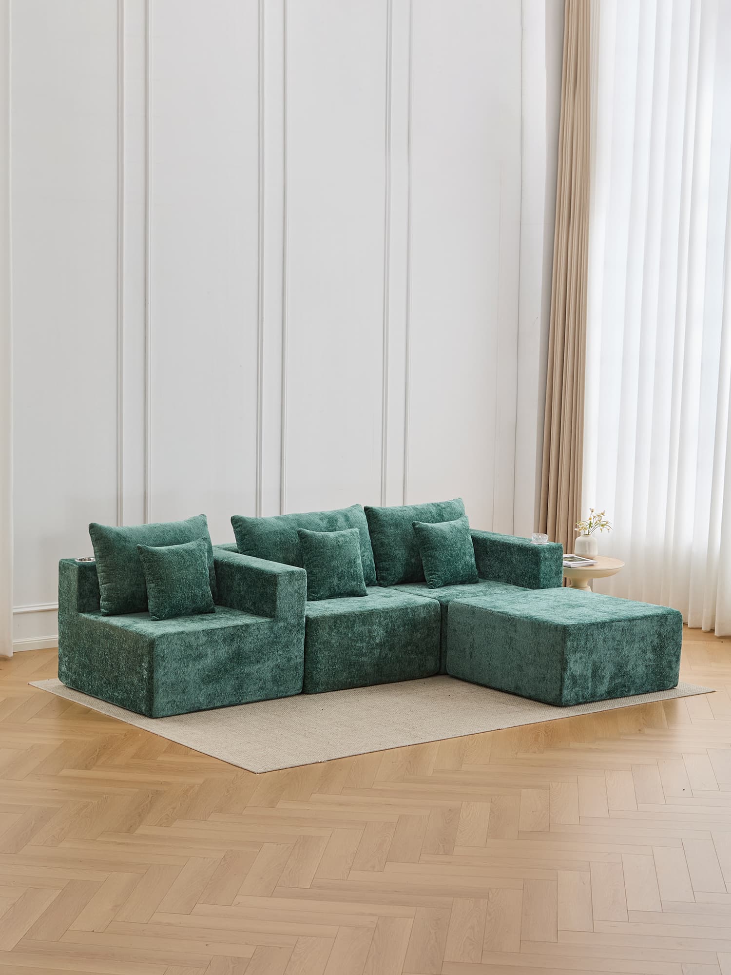 Hestia Compressed Modular Sofa with Cup Holders & Storage