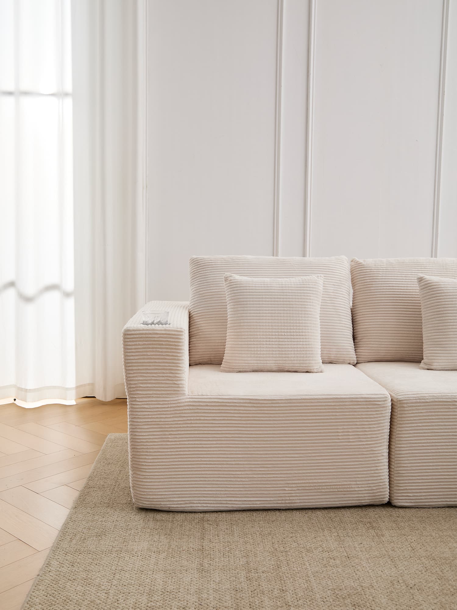 Hestia Compressed Modular Sofa with Cup Holders & Storage