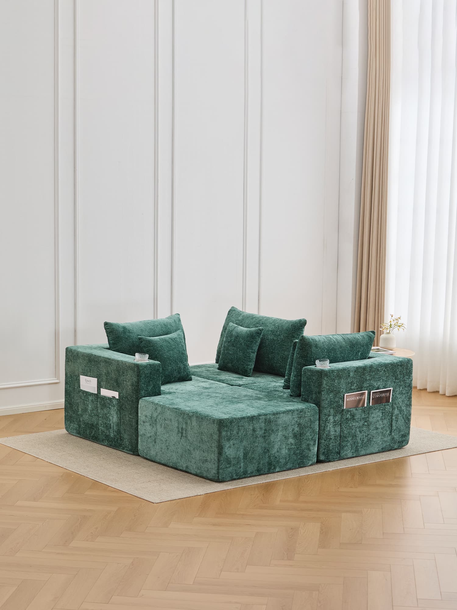 Hestia Compressed Modular Sofa with Cup Holders & Storage