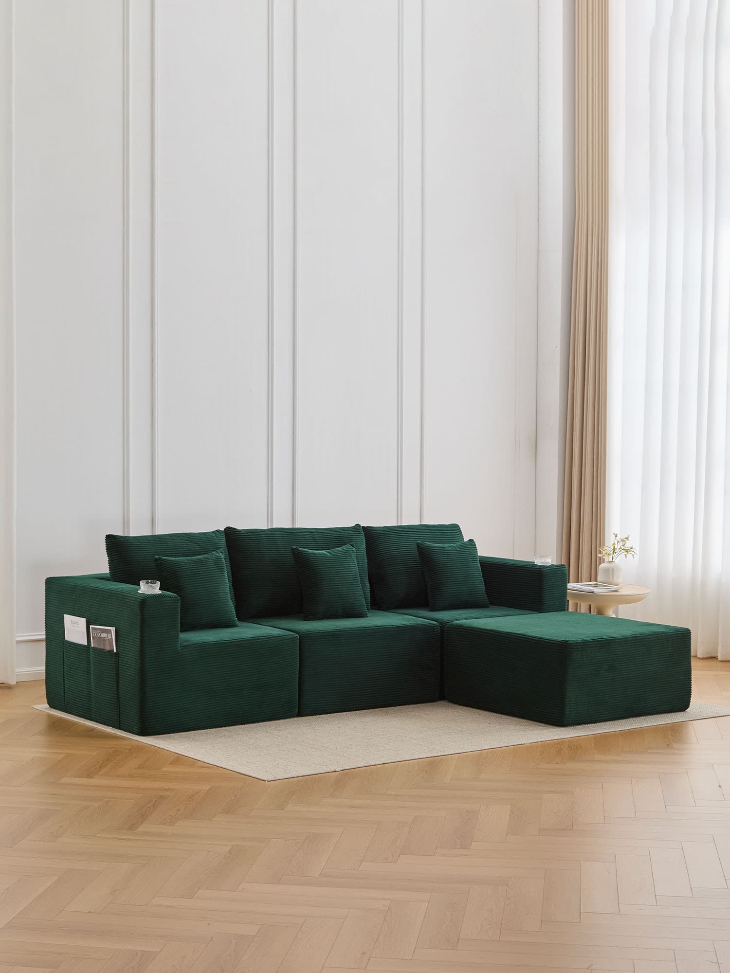 Hestia Compressed Modular Sofa with Cup Holders & Storage
