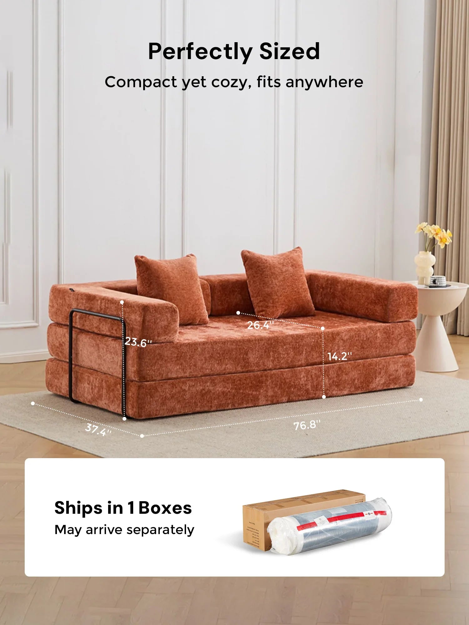 Selene Compressed Modular Sofa Bed-14.2" Seat Height