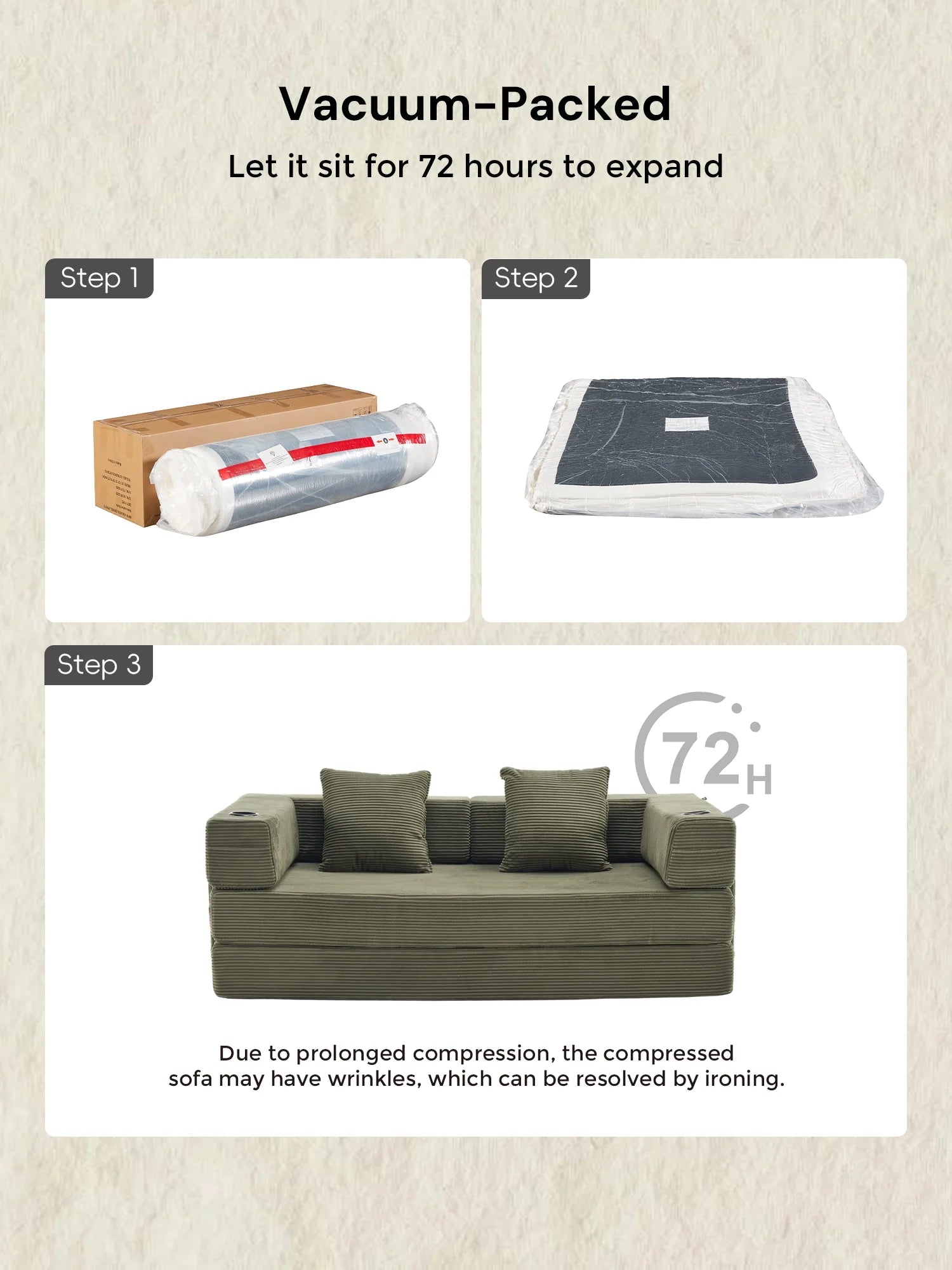 Selene Compressed Modular Sofa Bed-14.2" Seat Height