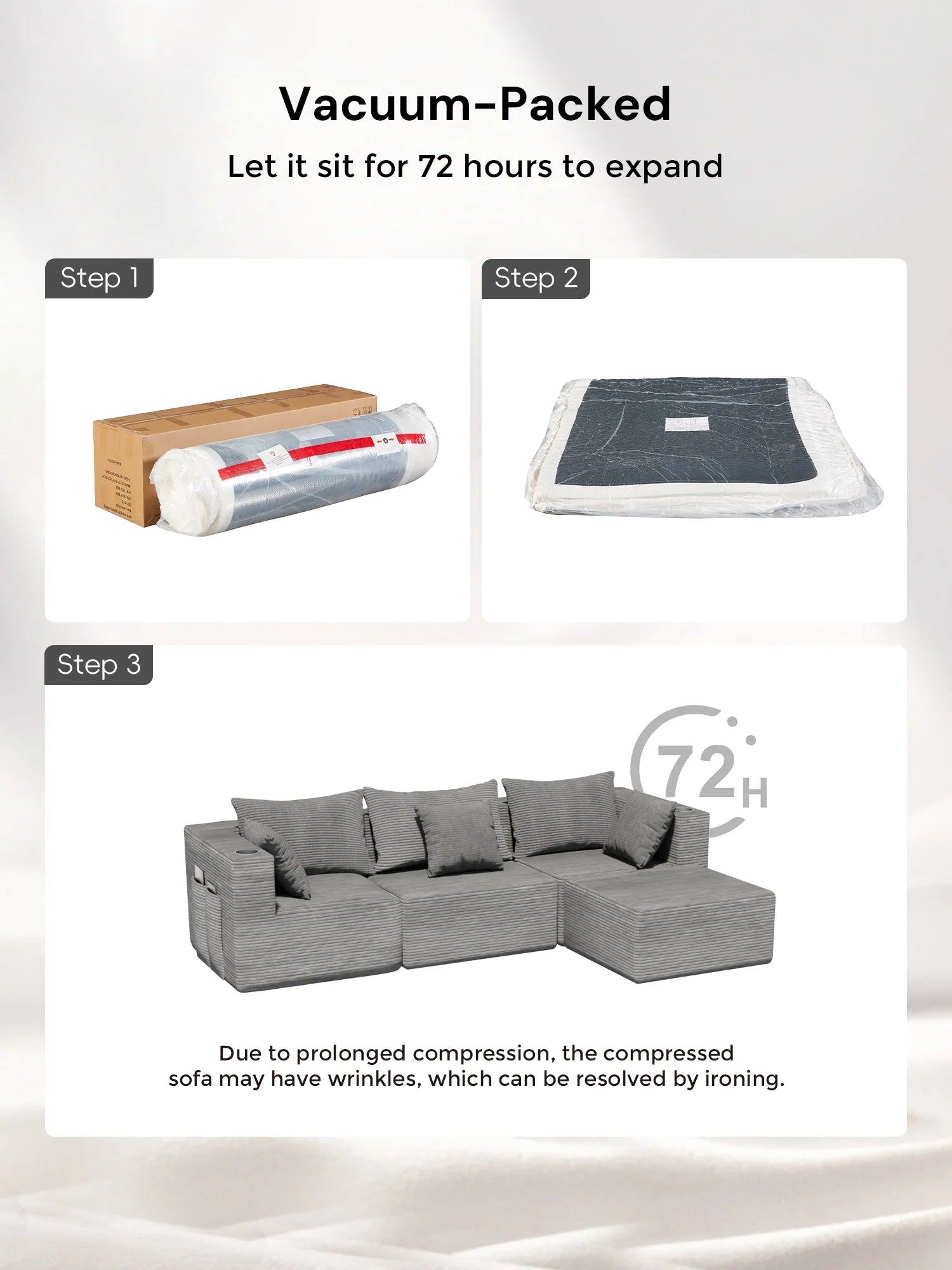 Hestia Compressed Modular Sofa with Cup Holders & Storage