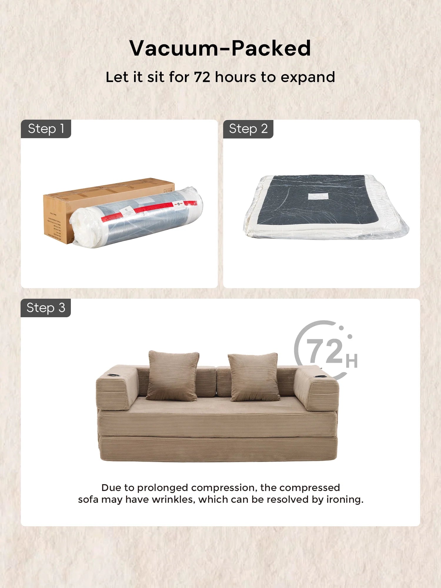 Selene Compressed Modular Sofa Bed-14.2" Seat Height