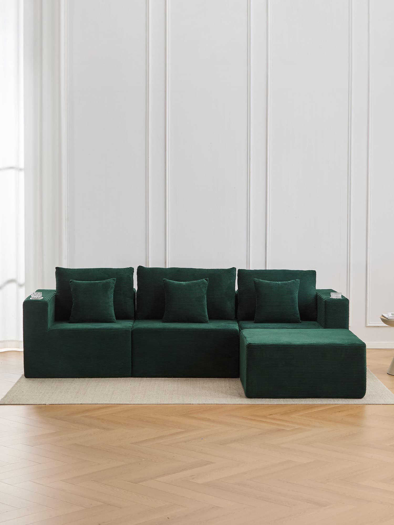 Hestia Compressed Modular Sofa with Cup Holders & Storage