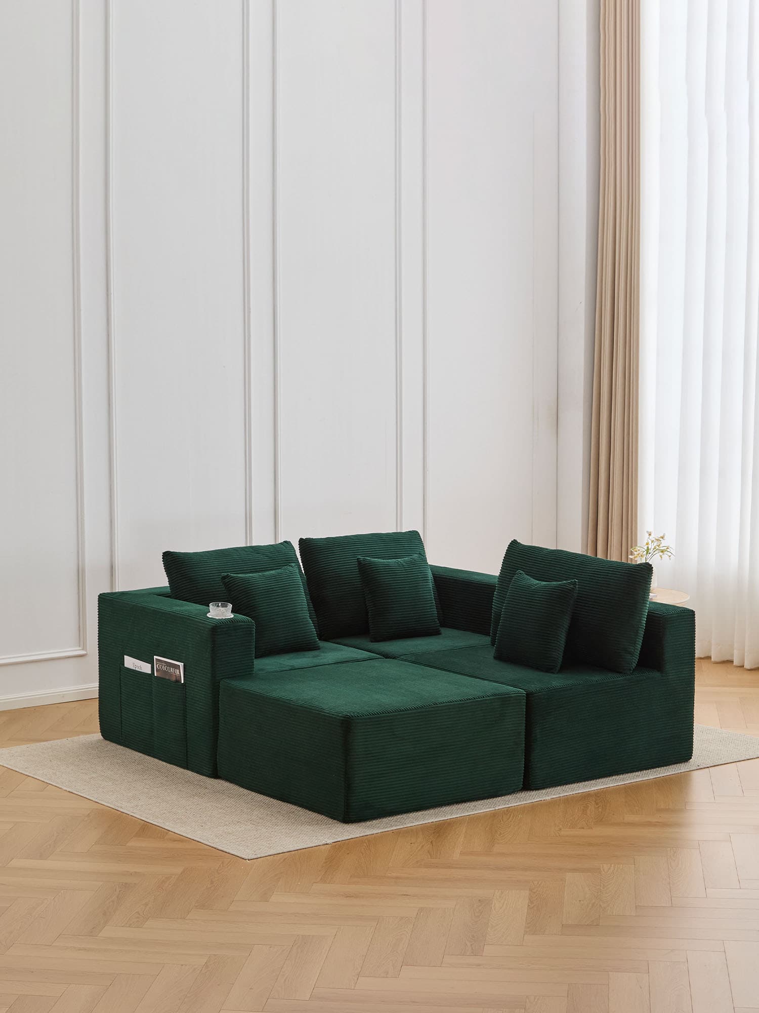 Hestia Compressed Modular Sofa with Cup Holders & Storage