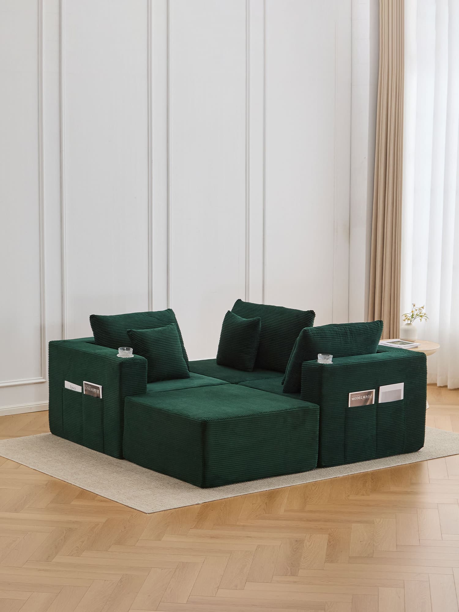 Hestia Compressed Modular Sofa with Cup Holders & Storage