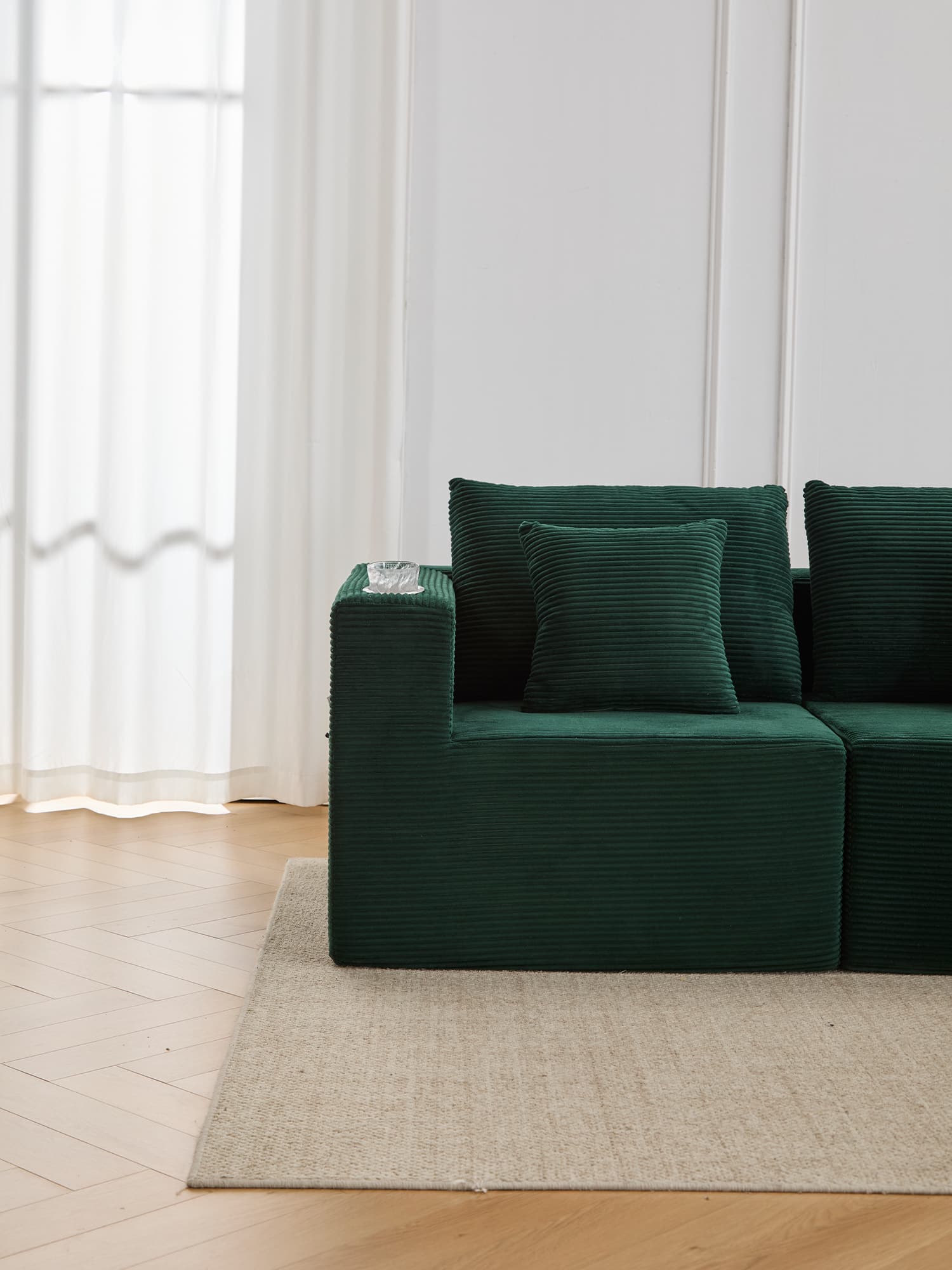 Hestia Compressed Modular Sofa with Cup Holders & Storage