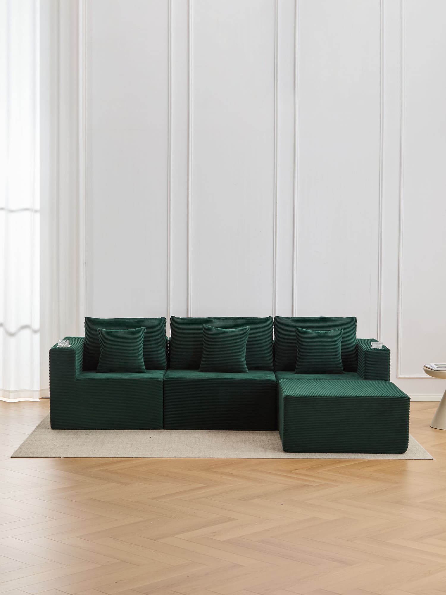 Hestia Compressed Modular Sofa with Cup Holders & Storage