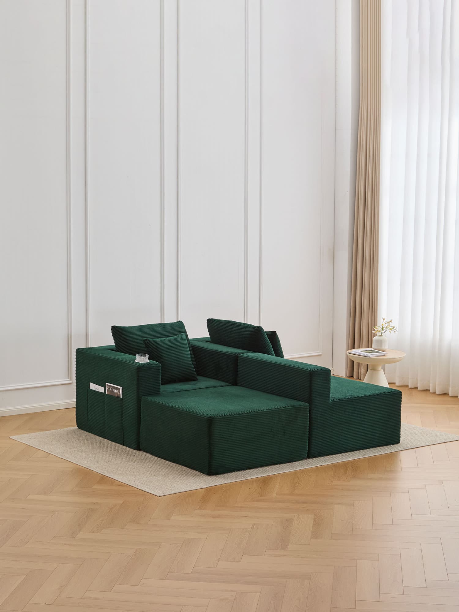 Hestia Compressed Modular Sofa with Cup Holders & Storage