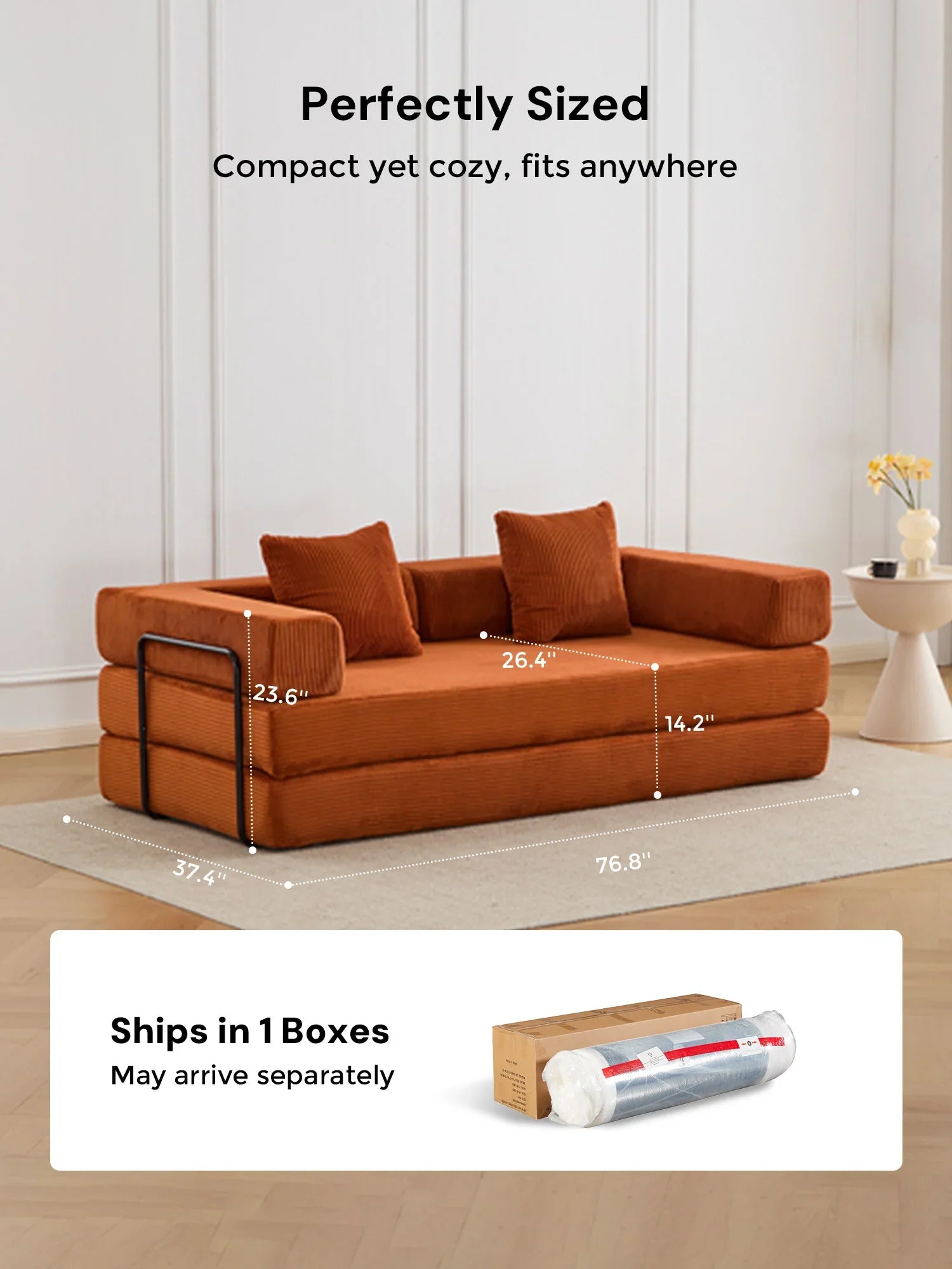 Selene Compressed Modular Sofa Bed-14.2" Seat Height