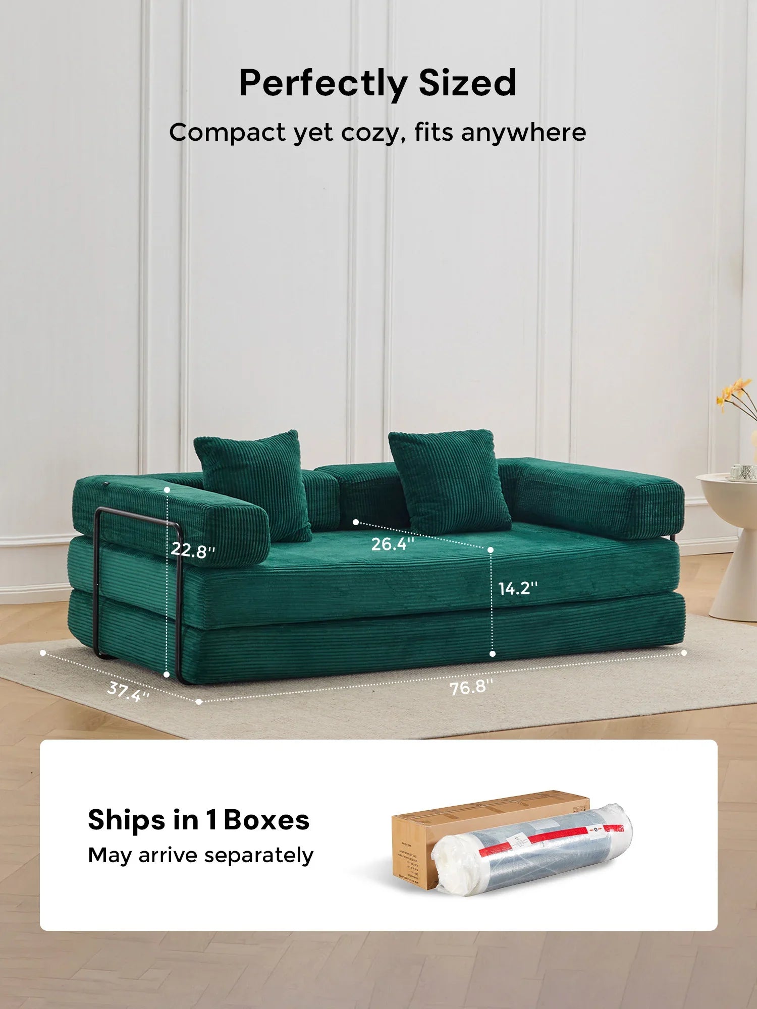 Selene Compressed Modular Sofa Bed-14.2" Seat Height