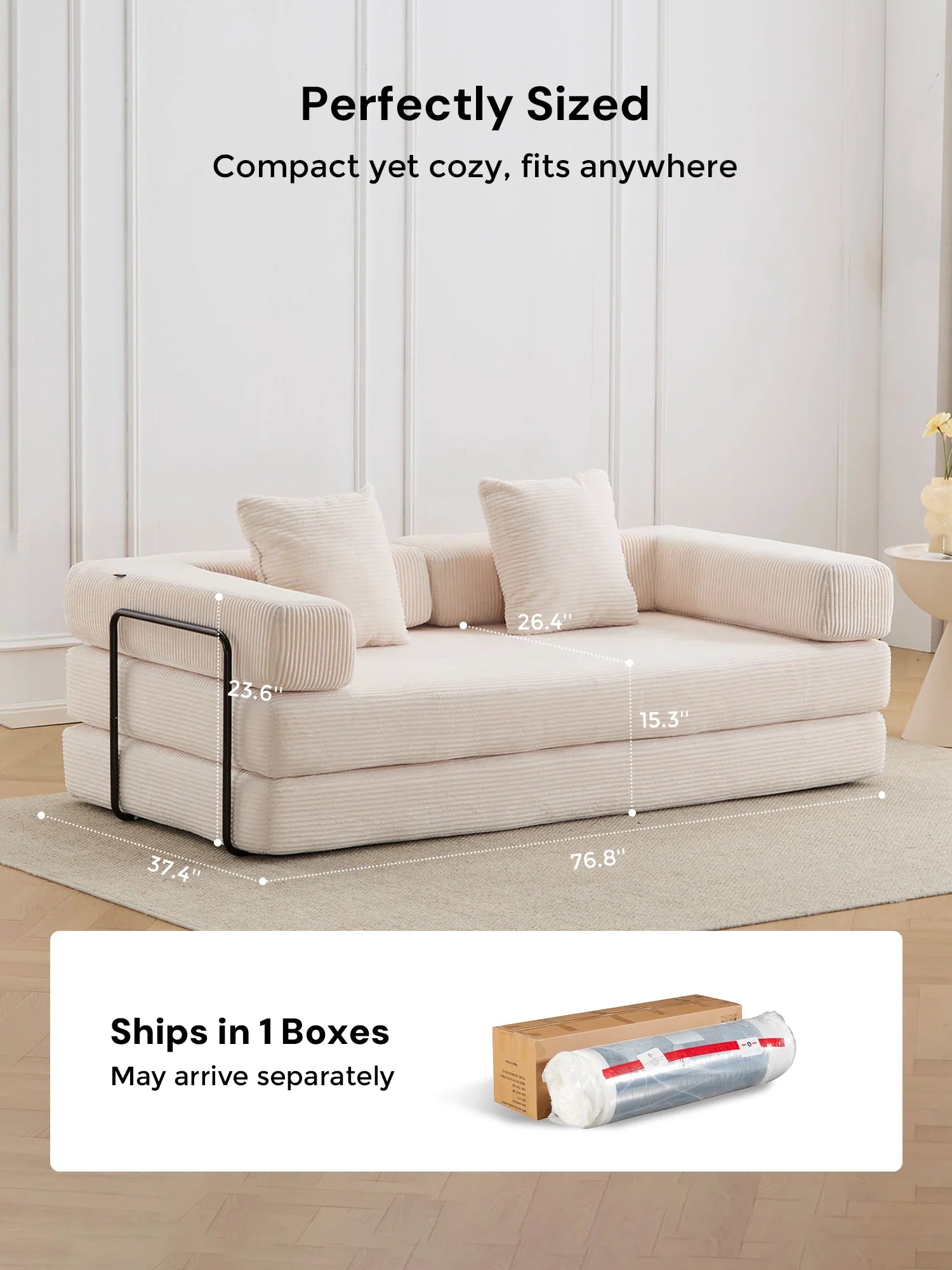 Hestia Compressed Modular Sofa with Cup Holders & Storage