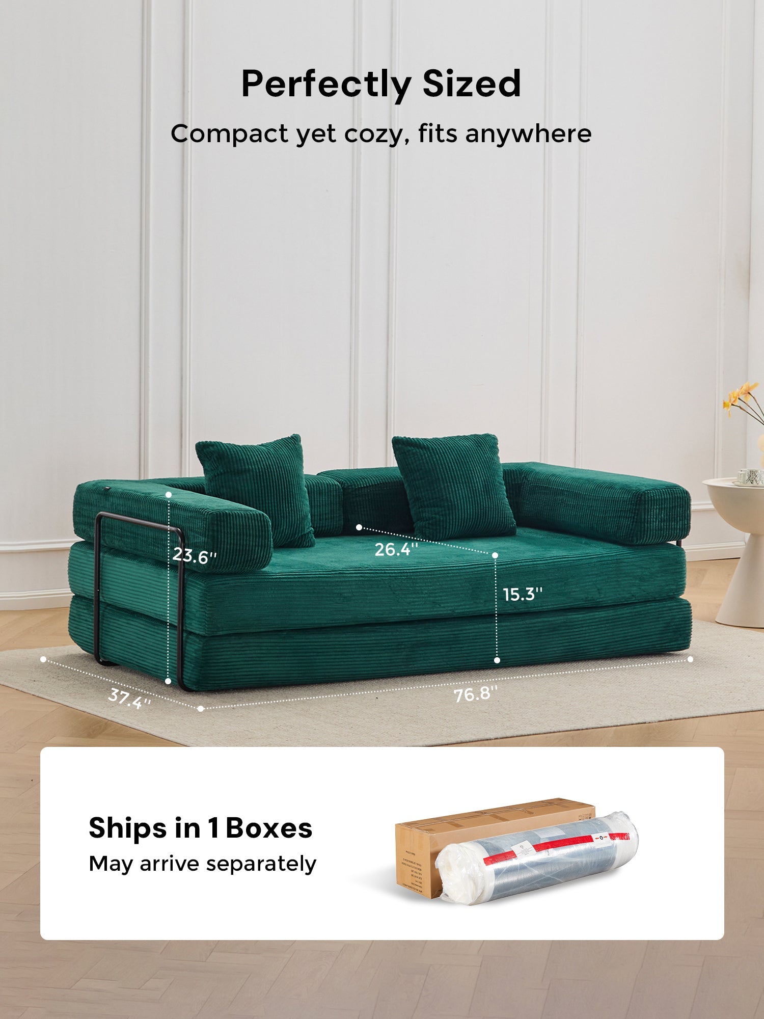 Selene Compressed Modular Sofa Bed-14.2" Seat Height