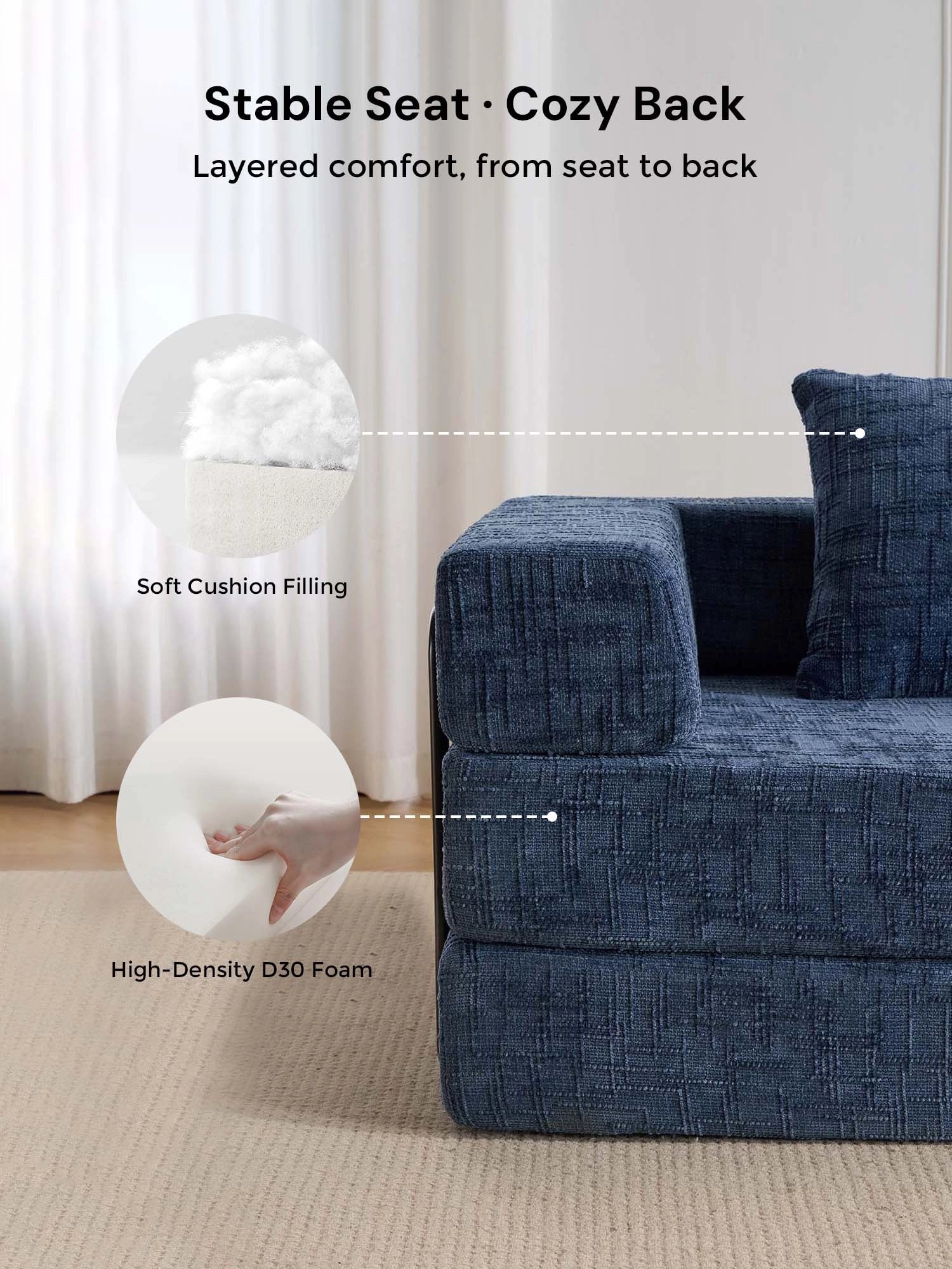 Selene Compressed Modular Sofa Bed-14.2" Seat Height