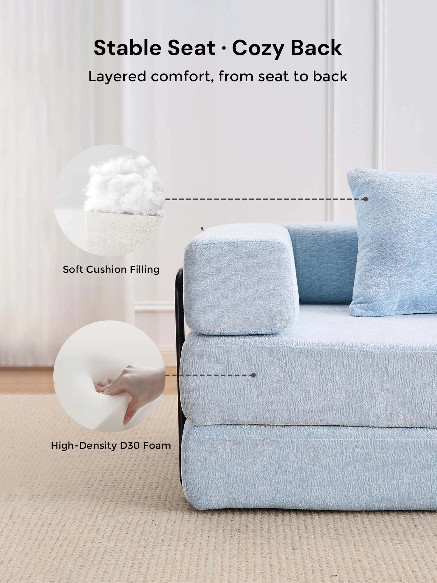 Selene Compressed Modular Sofa Bed-14.2" Seat Height