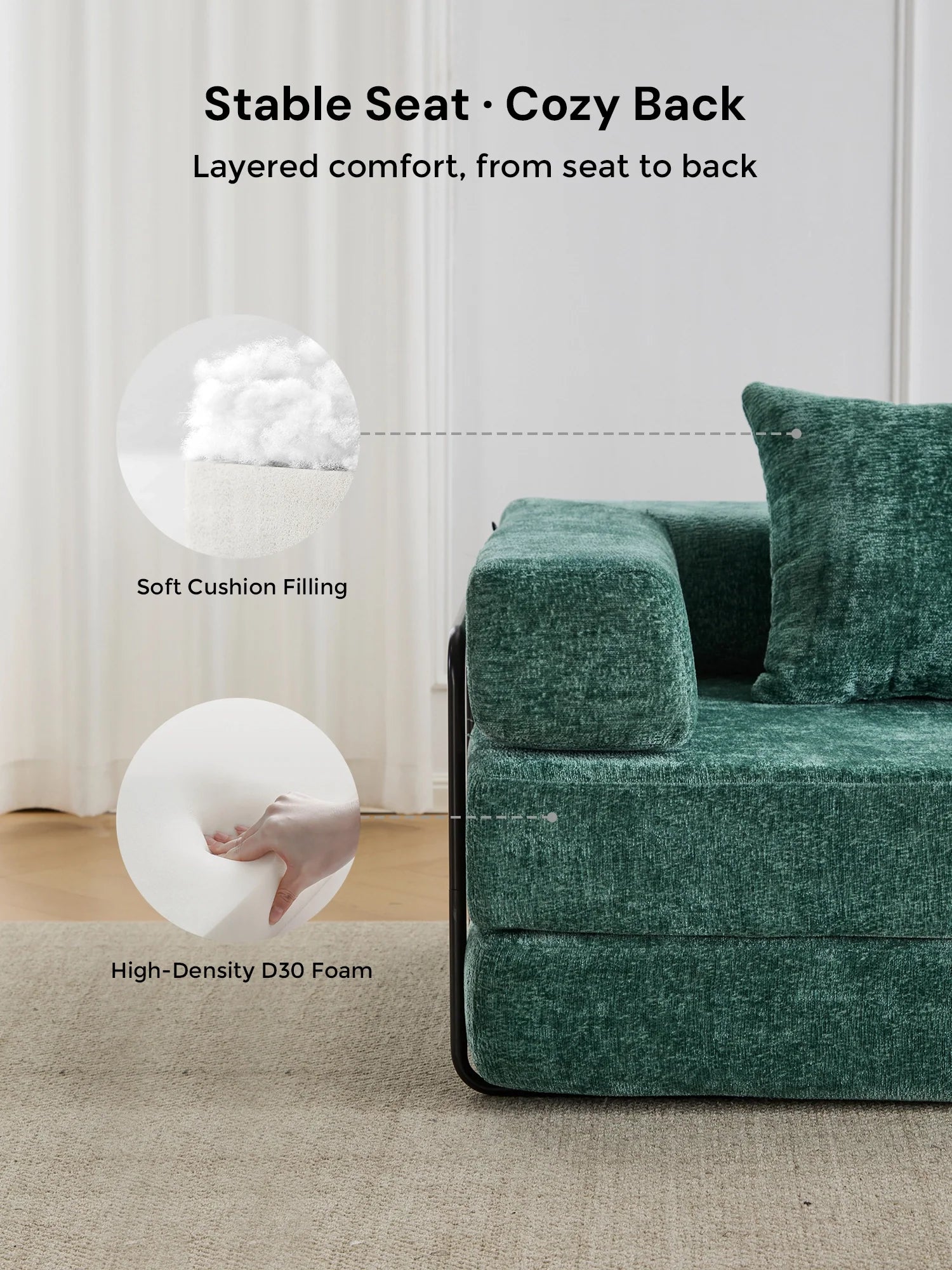 Selene Compressed Modular Sofa Bed-14.2" Seat Height