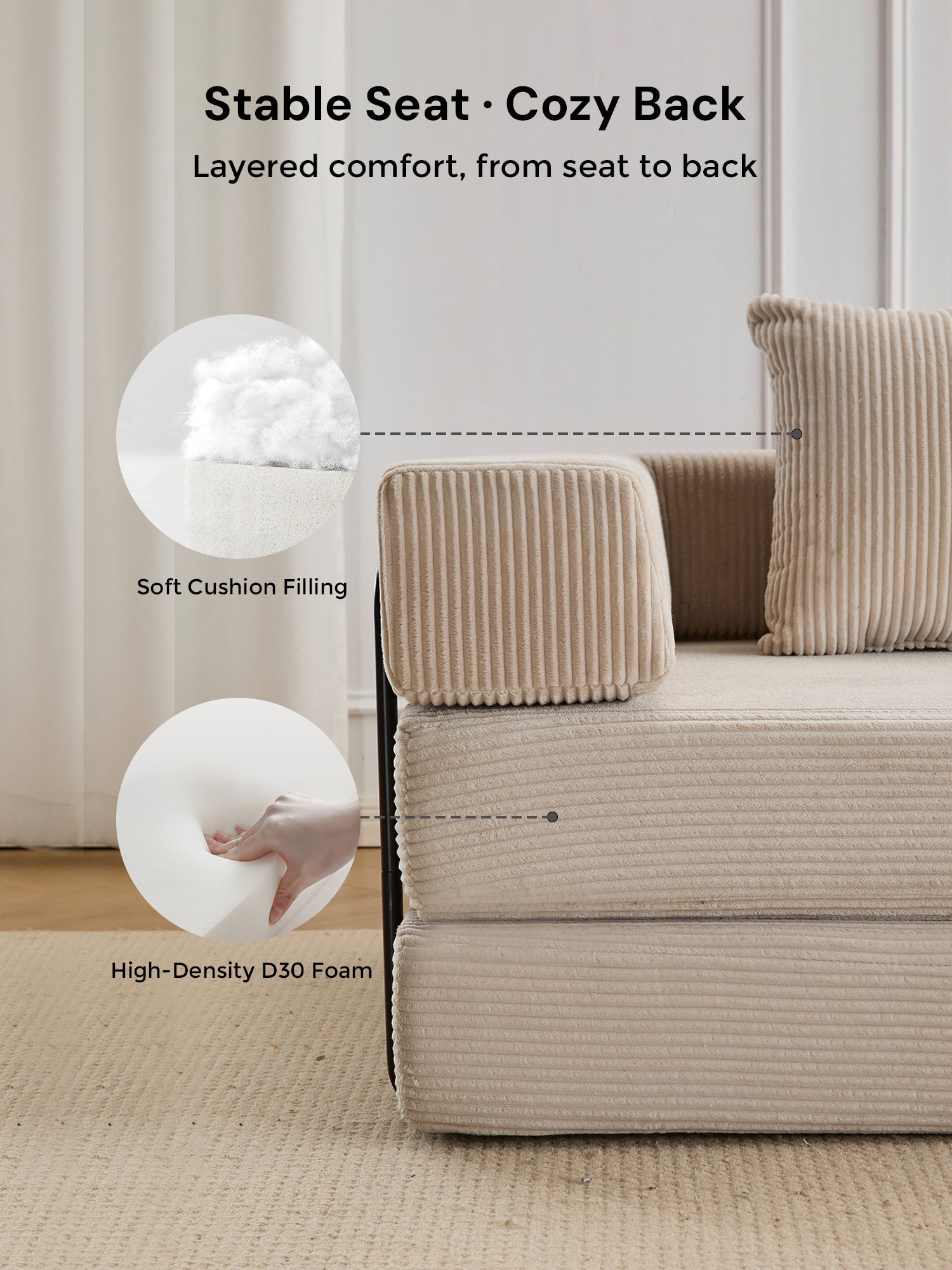 Selene Compressed Modular Sofa Bed-14.2" Seat Height