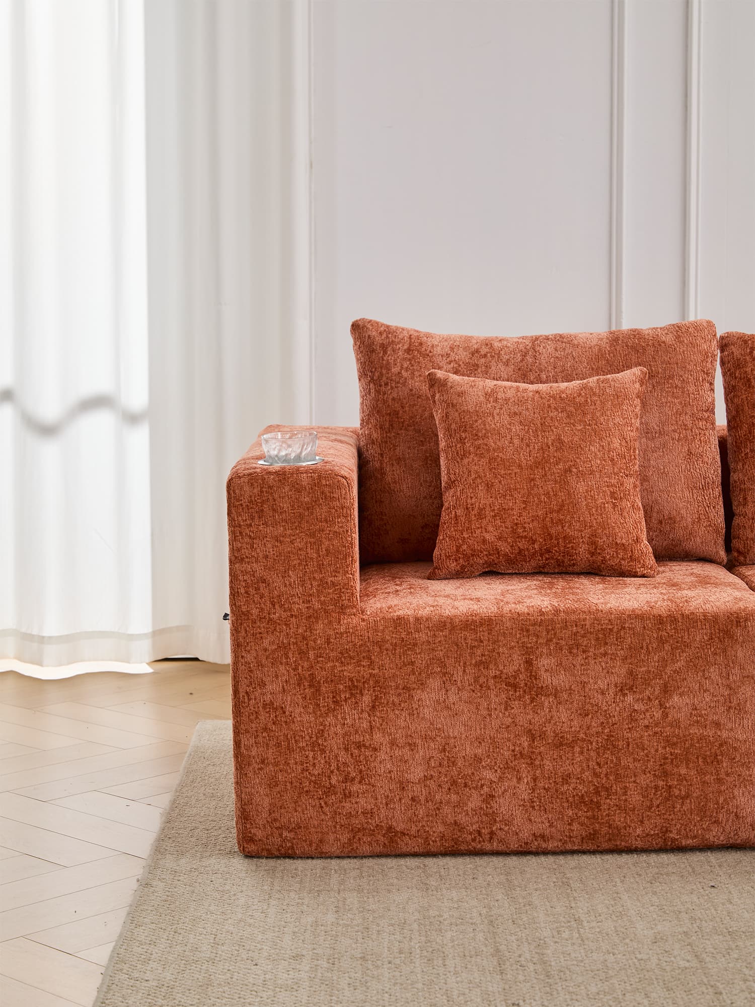 Hestia Compressed Modular Sofa with Cup Holders & Storage