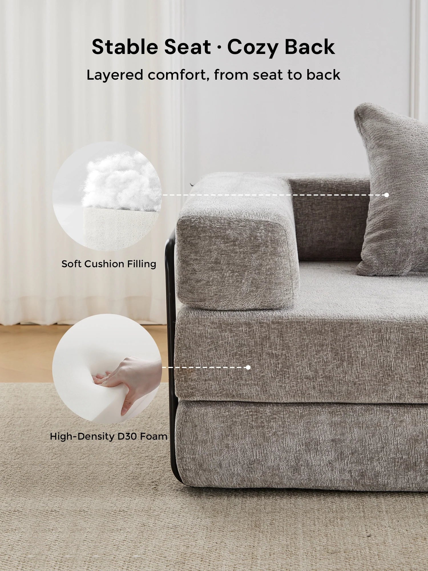 Selene Compressed Modular Sofa Bed-14.2" Seat Height