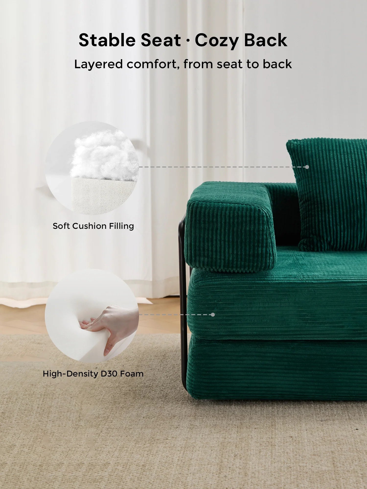 Selene Compressed Modular Sofa Bed-14.2" Seat Height